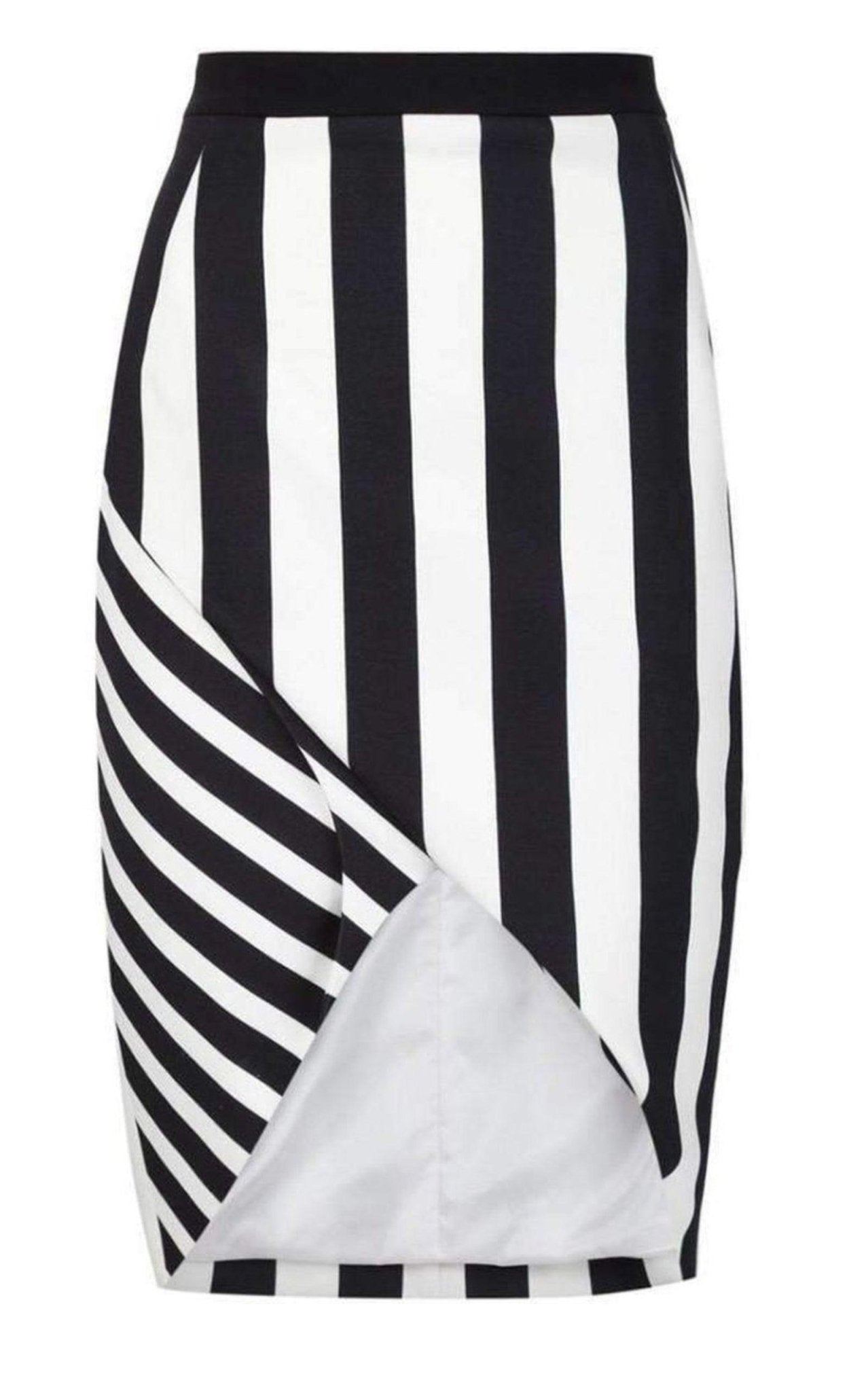 Mugler Striped Stretch Crepe Skirt - Runway Catalog