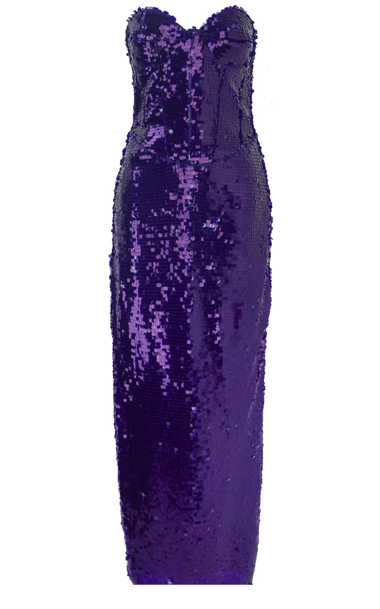 New Arrivals purple sequin bustier satin gown - RunwayCatalog.com