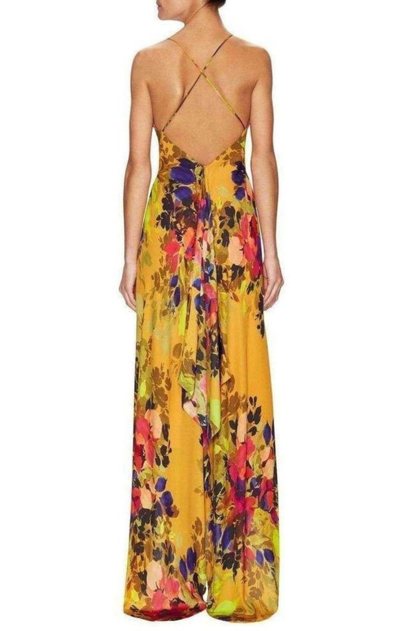 Nicole Miller Angelina Botanic Silk Maxi Dress - Runway Catalog