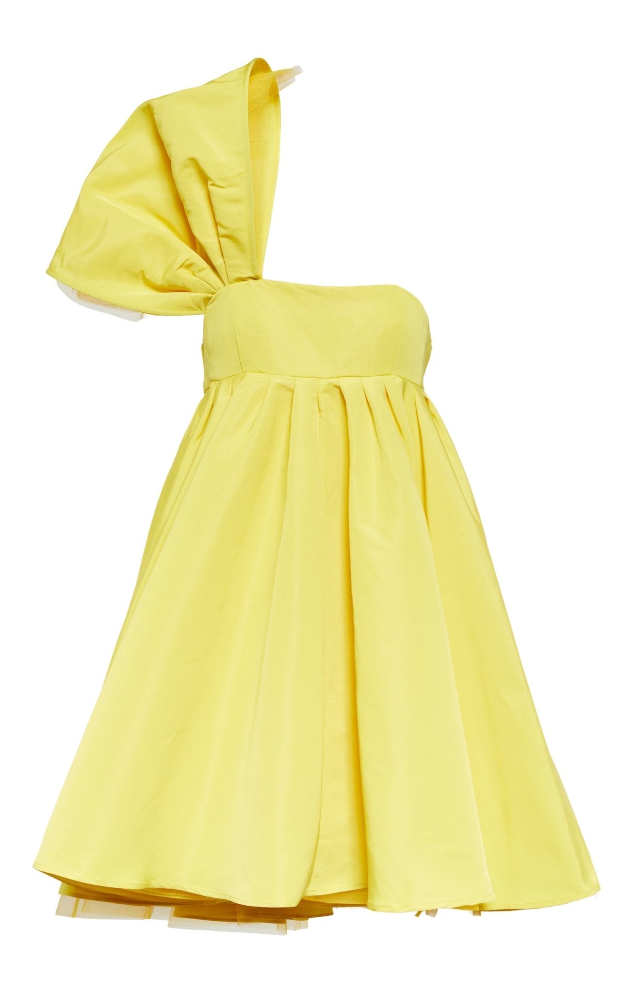 Nina Ricci Asymmetric Flared One - Shoulder Mini Yellow Dress - Runway Catalog