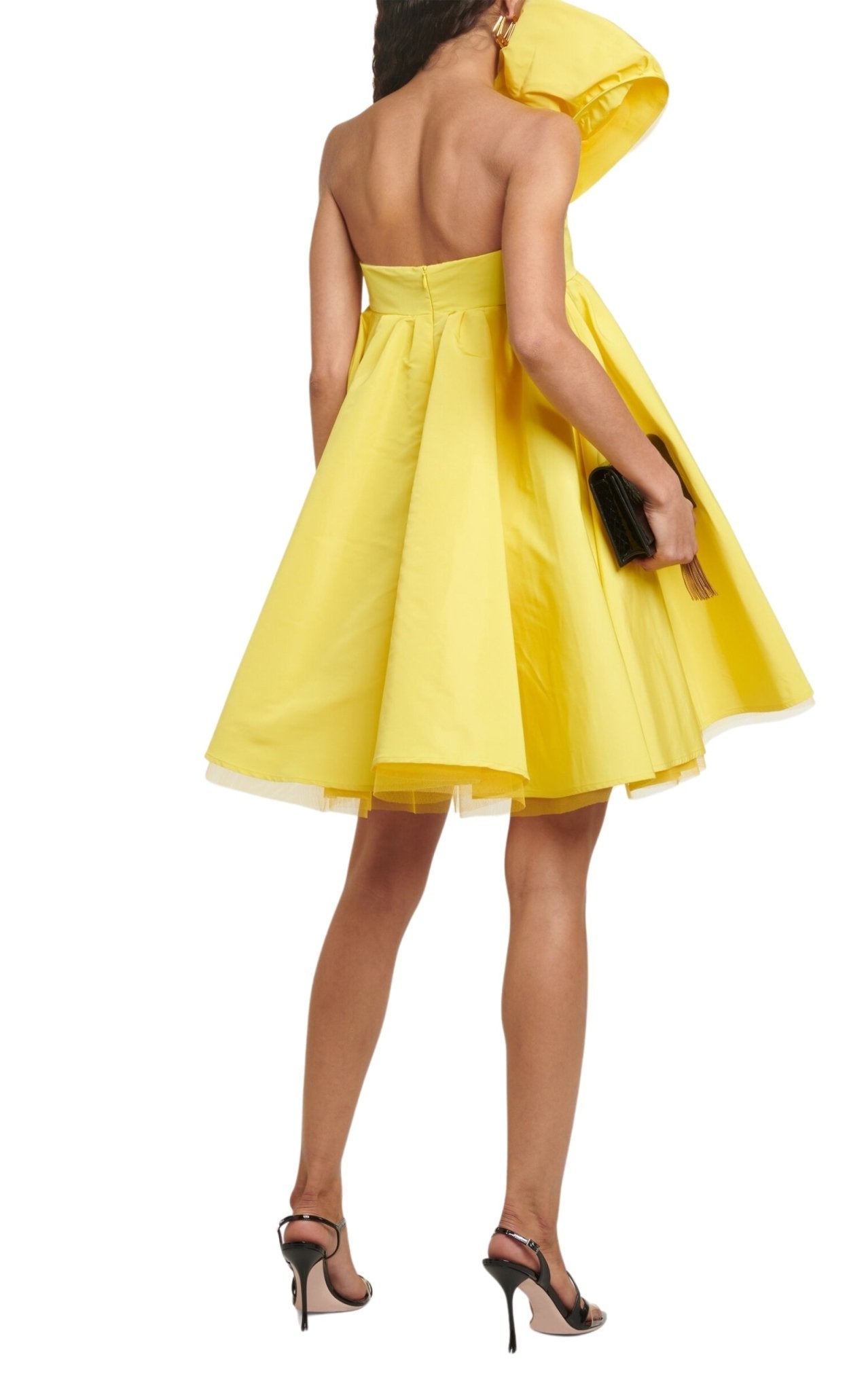 Nina Ricci Asymmetric Flared One - Shoulder Mini Yellow Dress - Runway Catalog