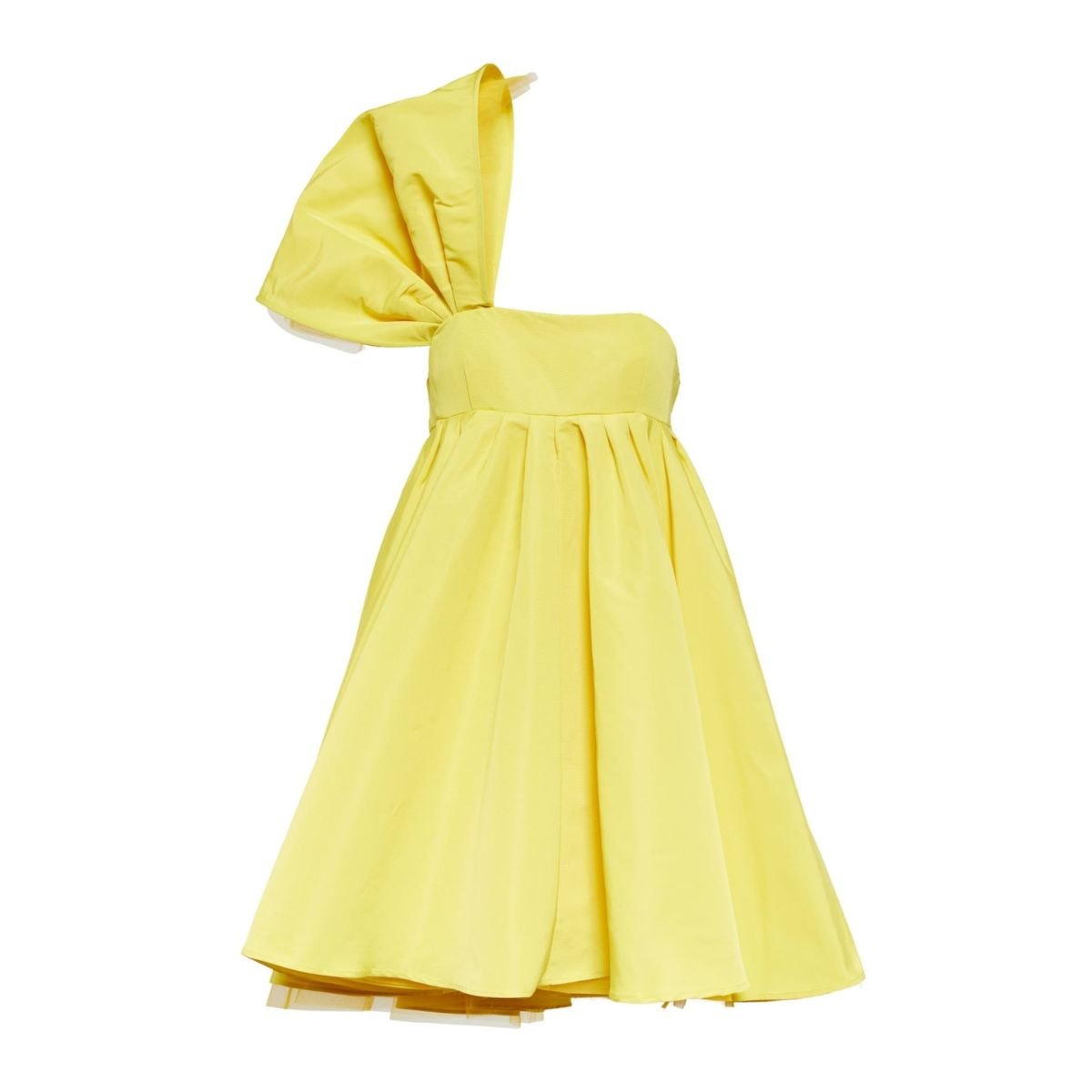 Nina Ricci Asymmetric Flared One - Shoulder Mini Yellow Dress - Runway Catalog