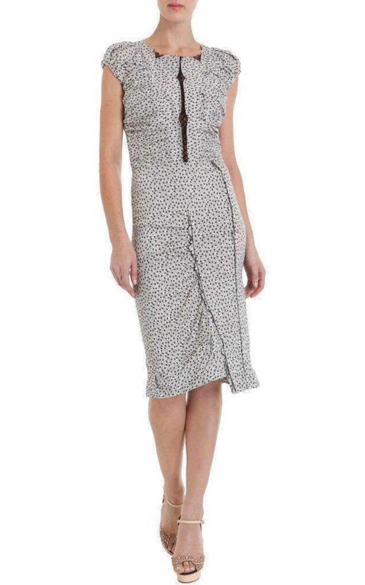 Nina Ricci Leinenkleid mit Flügelärmeln und U-Ausschnitt – Laufsteg-Katalog