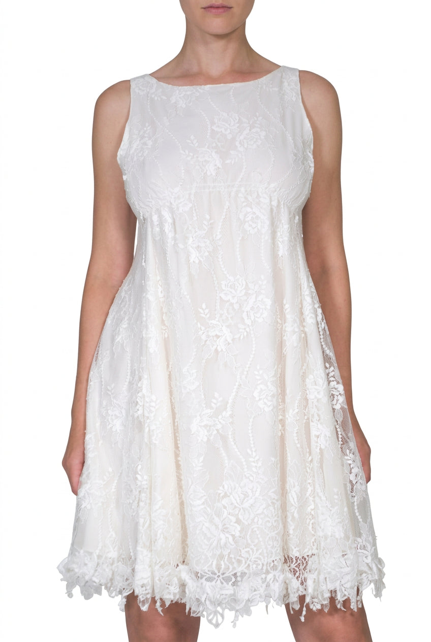 Nina Ricci White A - line Silhouette Babydoll Lace Dress Runway - Runway Catalog