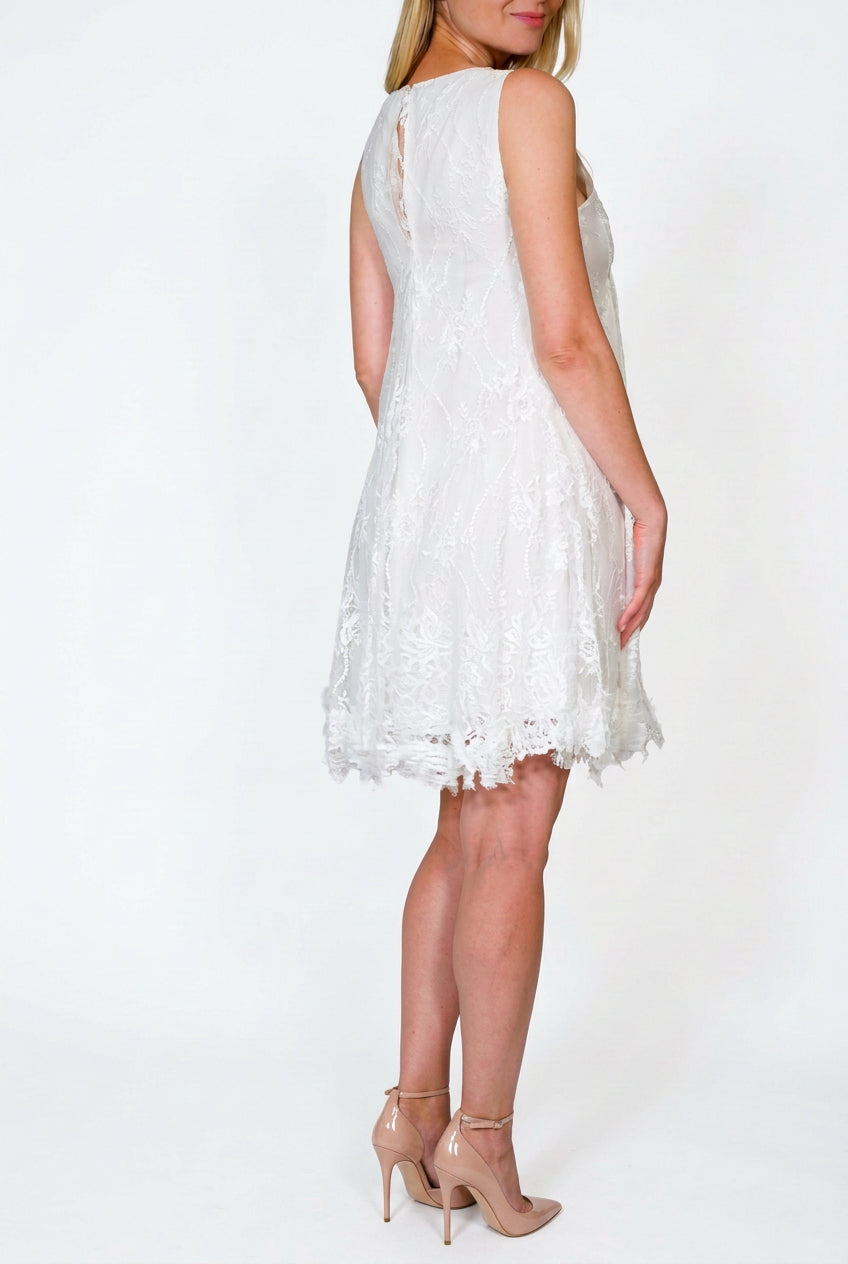 Nina Ricci White A - line Silhouette Babydoll Lace Dress Runway - Runway Catalog