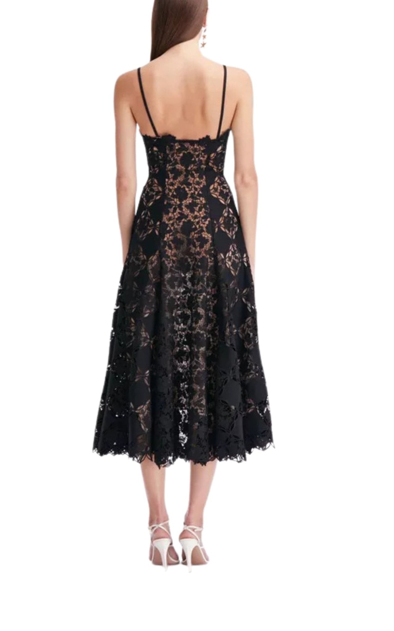 Oscar de la Renta Black Guipure Lace Midi Dress - Runway Catalog