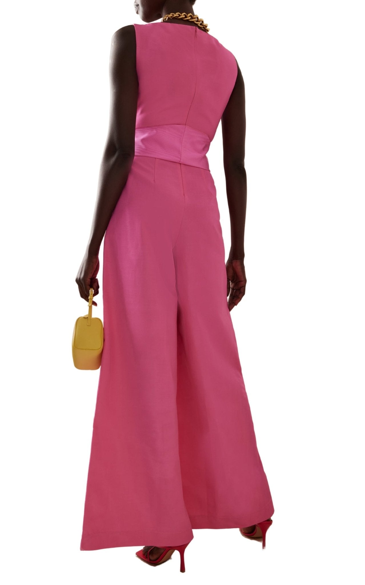 Oscar de la Renta Cotton - blend Jumpsuit with Belt Details - Runway Catalog