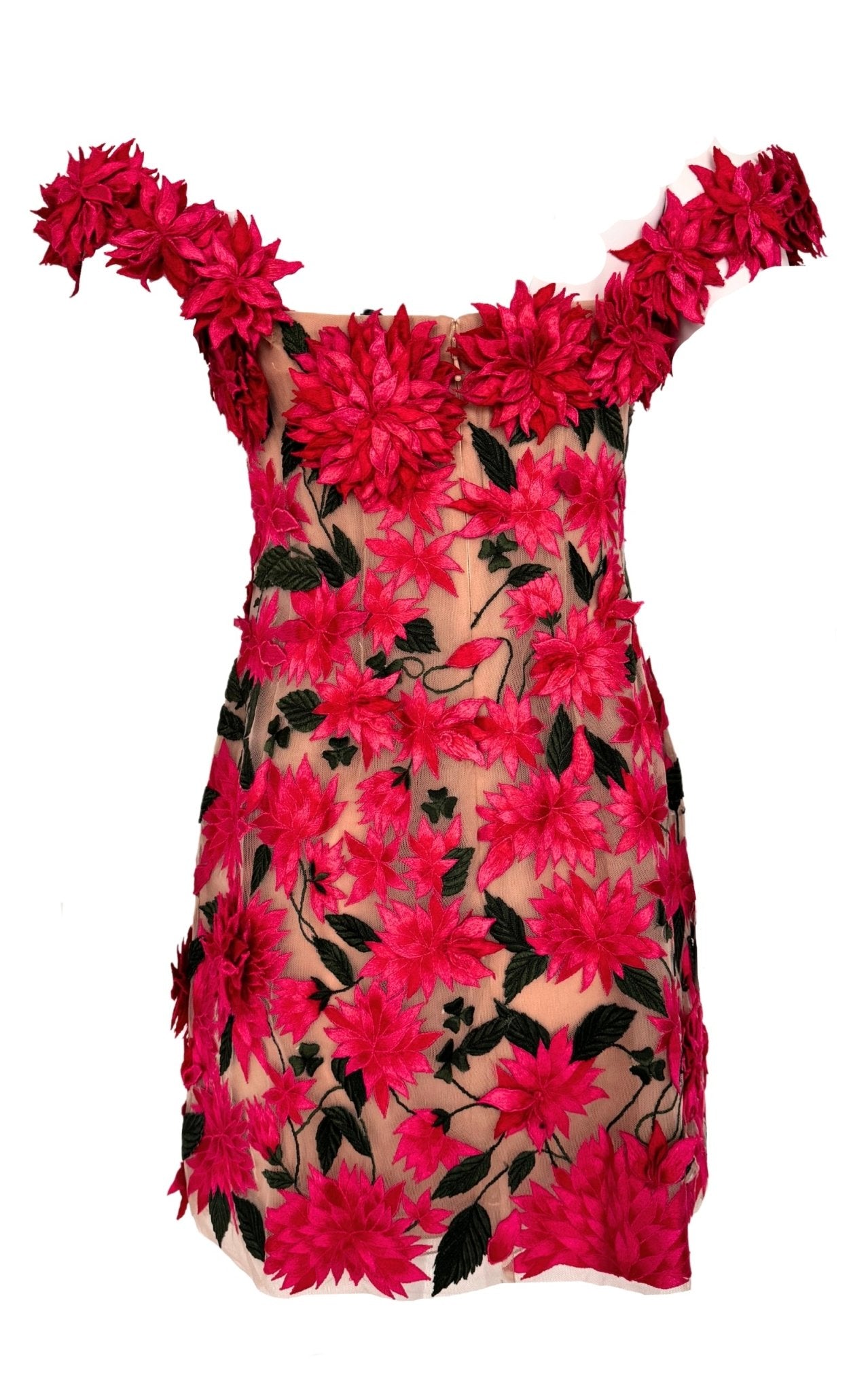Oscar de la Renta Dahlia Floral - appliqué Mini Dress - Runway Catalog