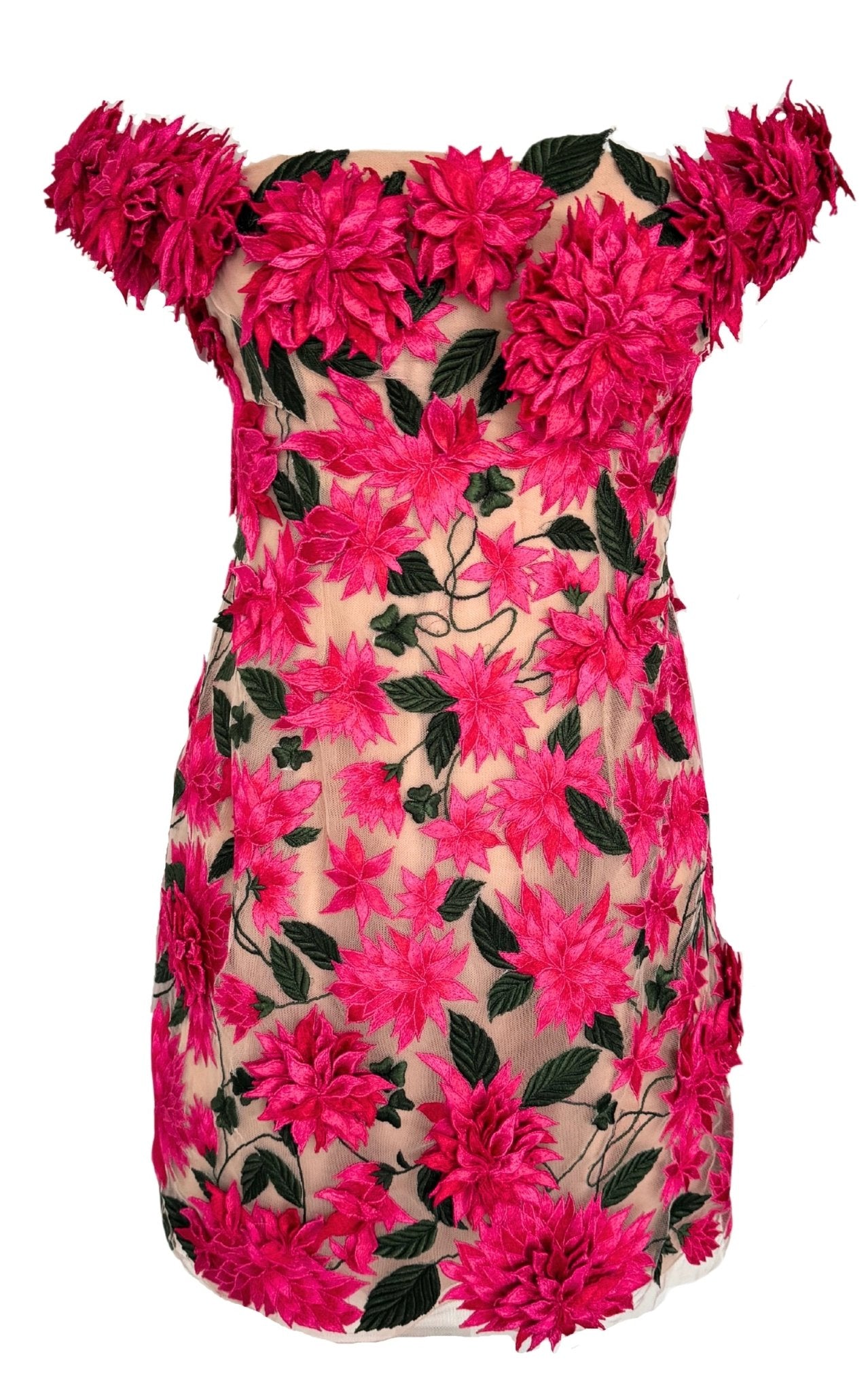 Oscar de la Renta Dahlia Floral - appliqué Mini Dress - Runway Catalog