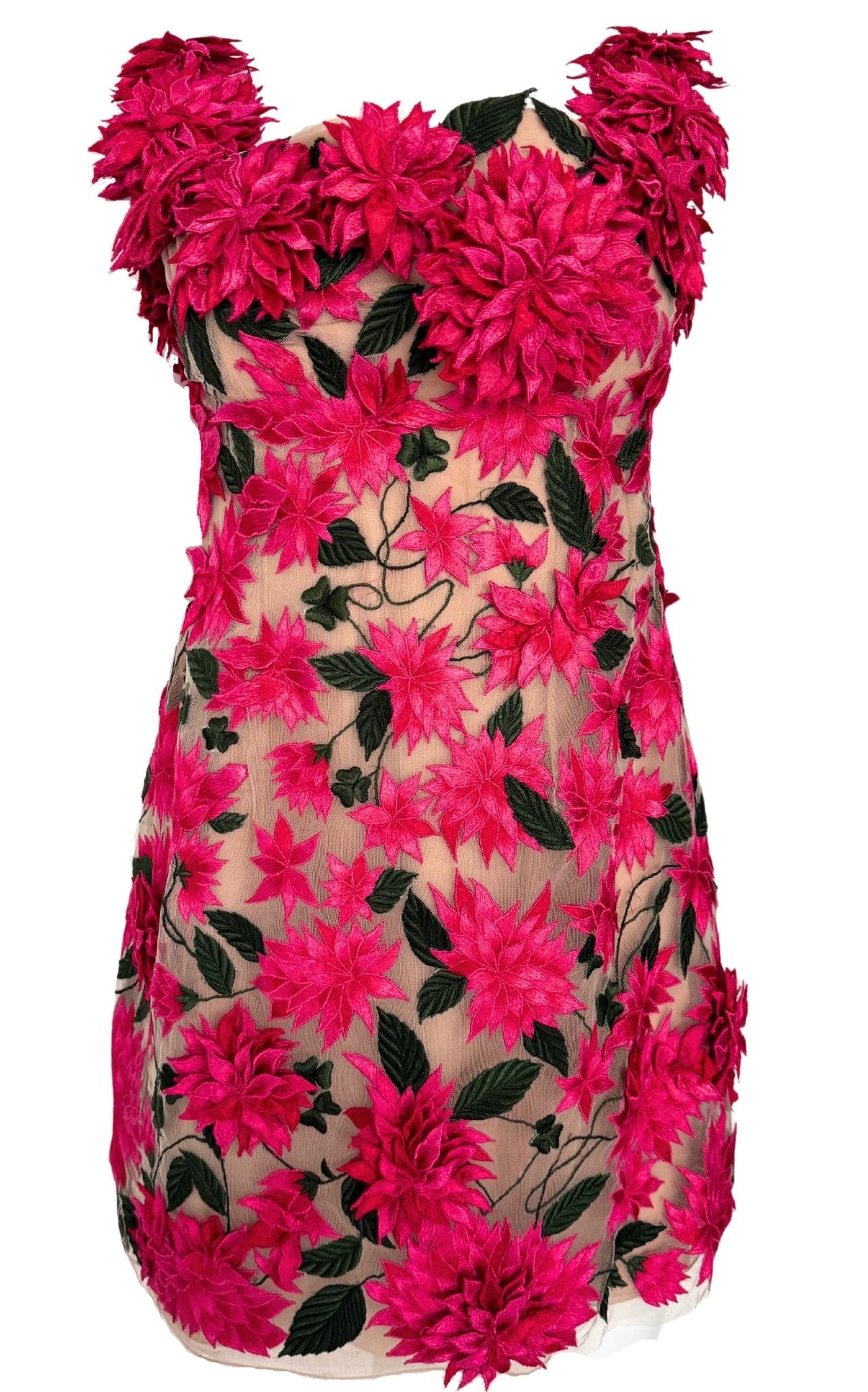 Oscar de la Renta Dahlia Floral - appliqué Mini Dress - Runway Catalog