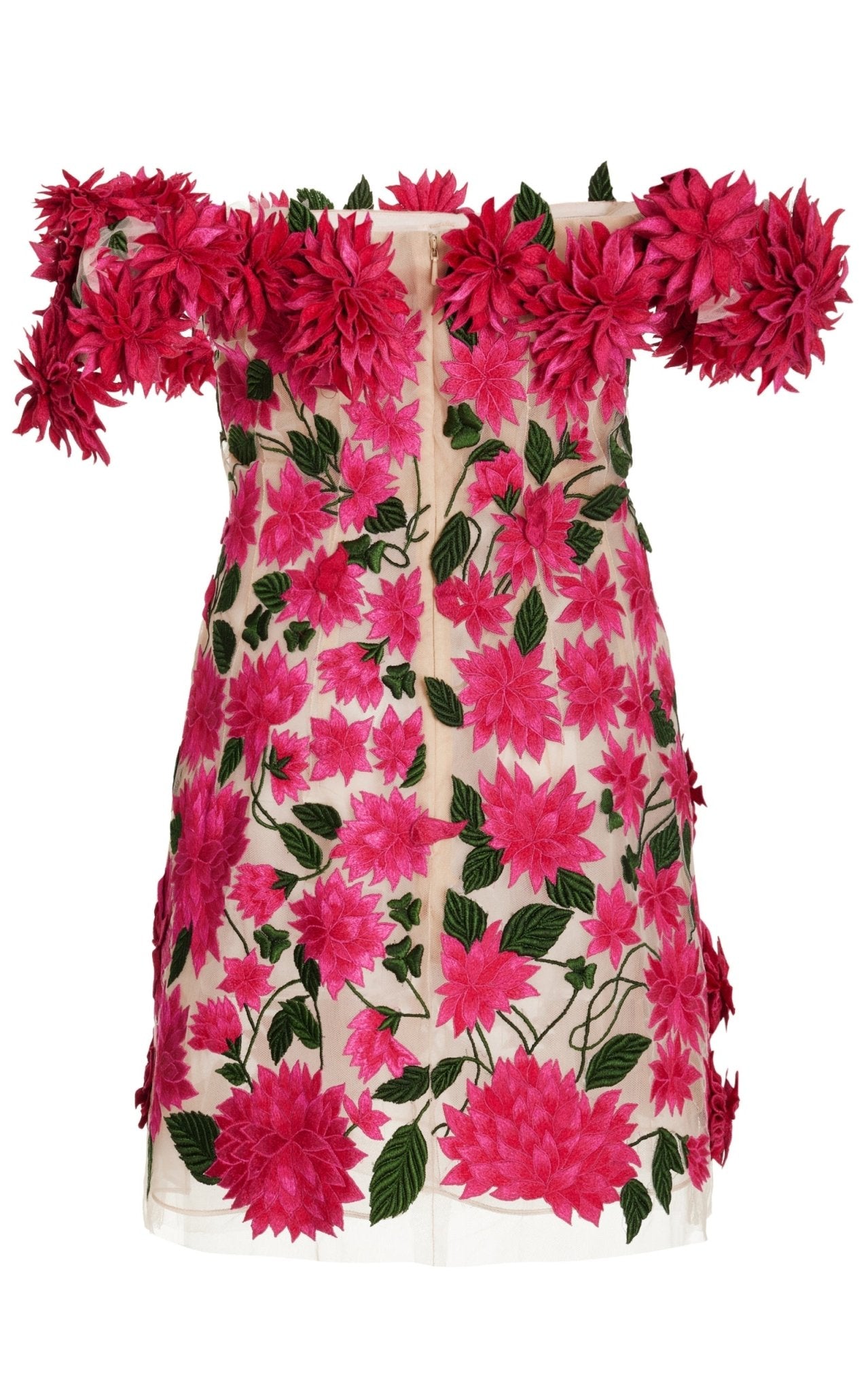 Oscar de la Renta Dahlia Floral - appliqué Mini Dress - Runway Catalog