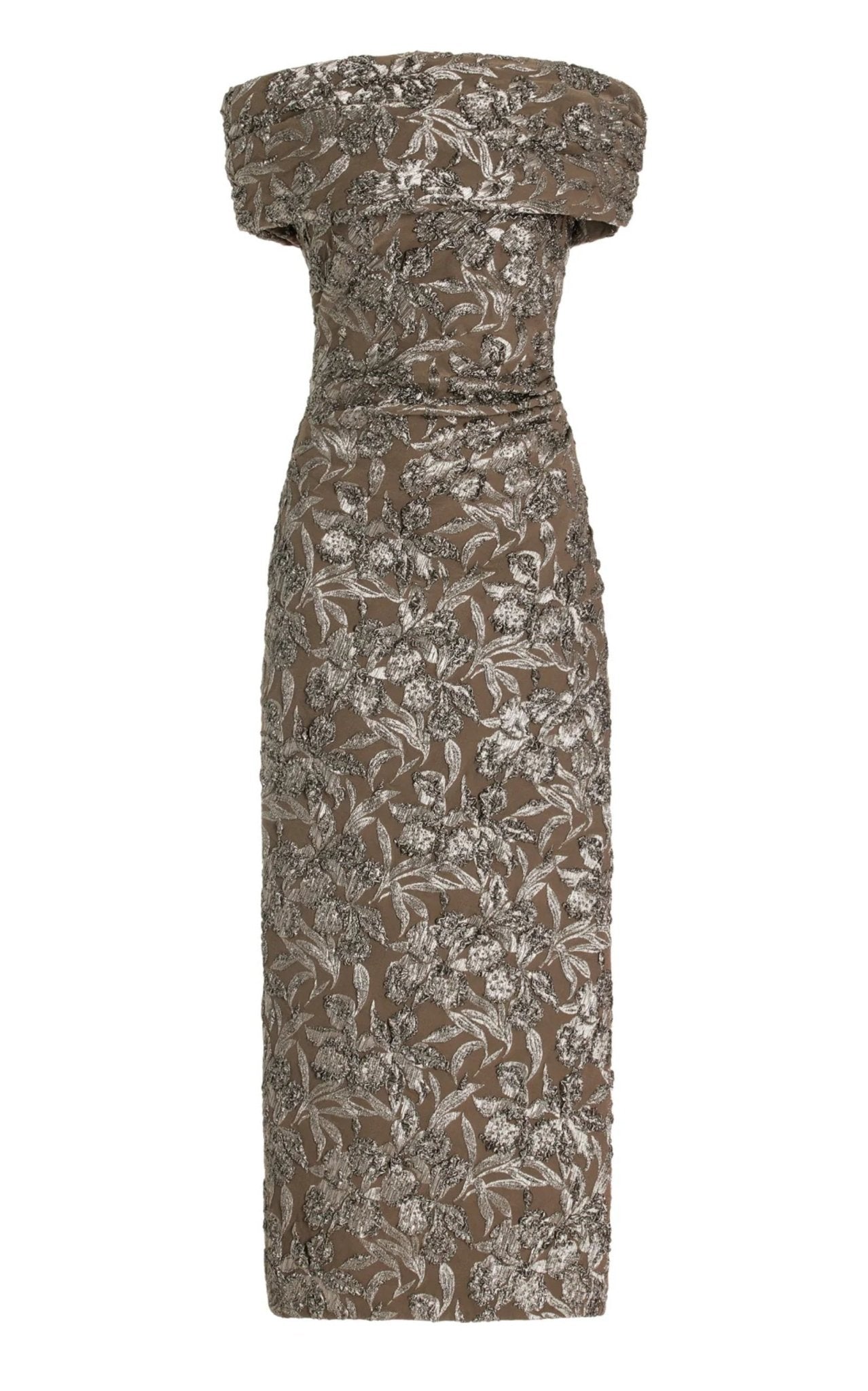 Robe midi en jacquard métallisé à fleurs Oscar de la Renta - Catalogue Runway