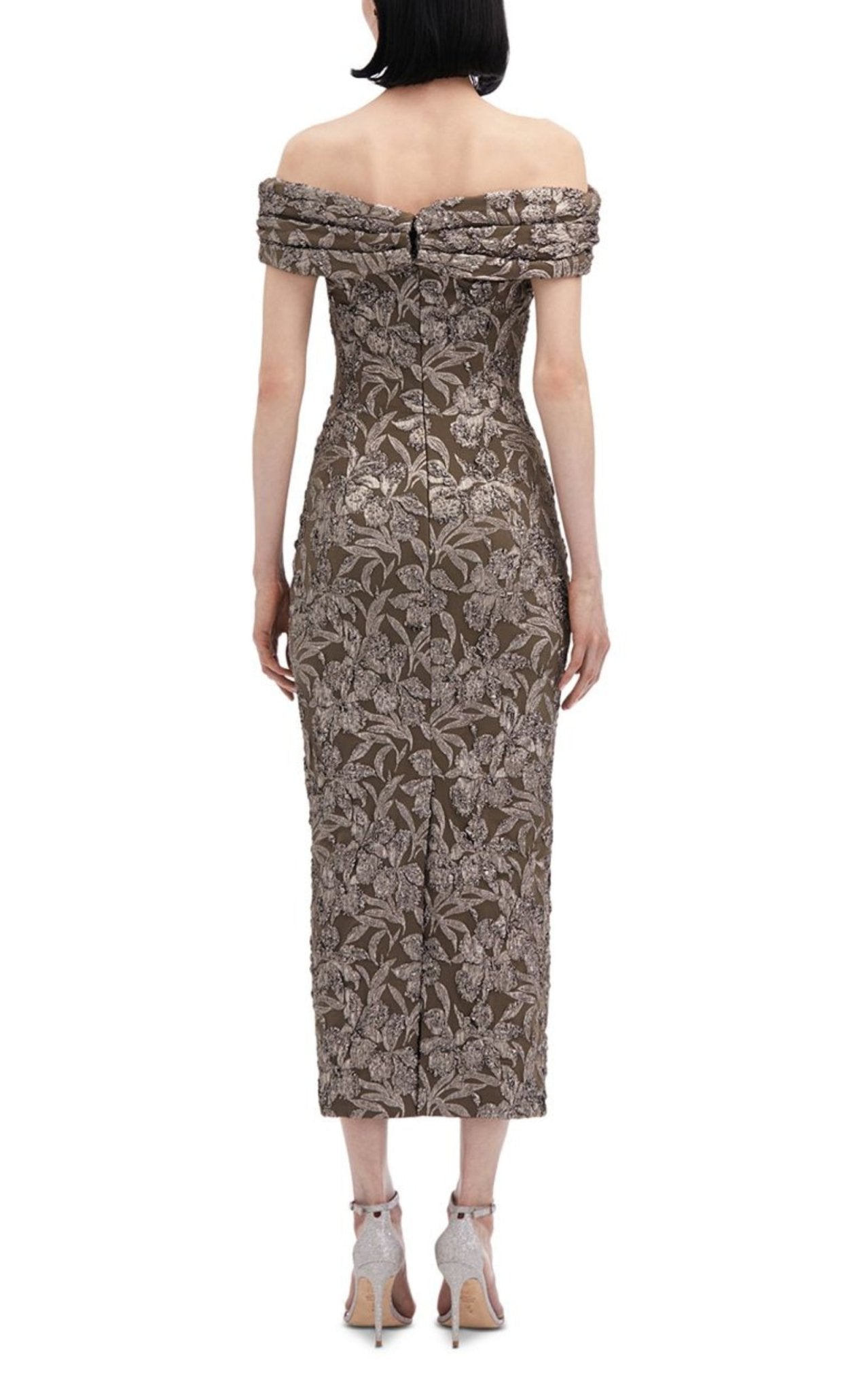 Robe midi en jacquard métallisé à fleurs Oscar de la Renta - Catalogue Runway