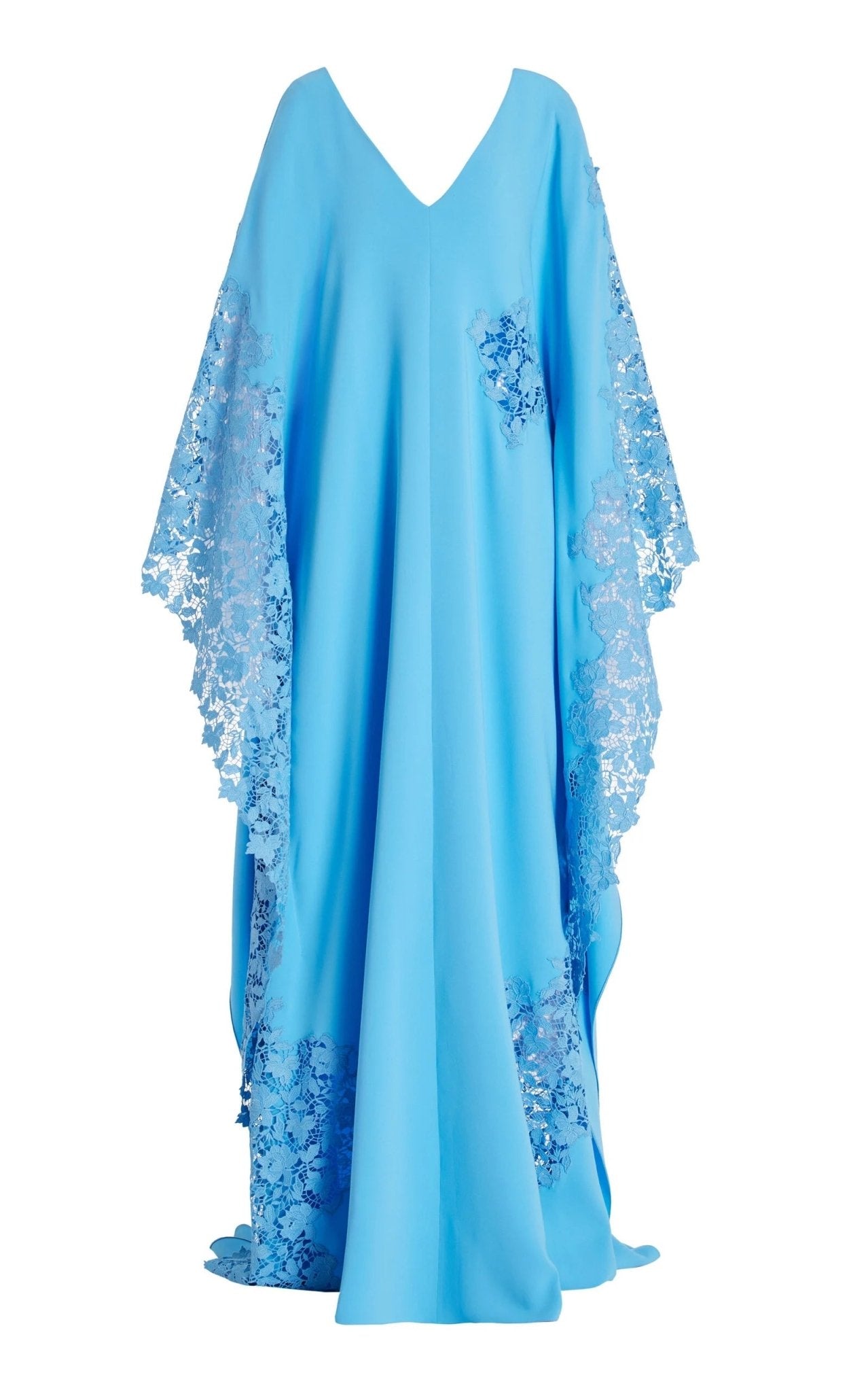 Oscar de la Renta Gardenia – Spitzenseide – Georgette-Kaftan-Kleid – Laufsteg-Katalog