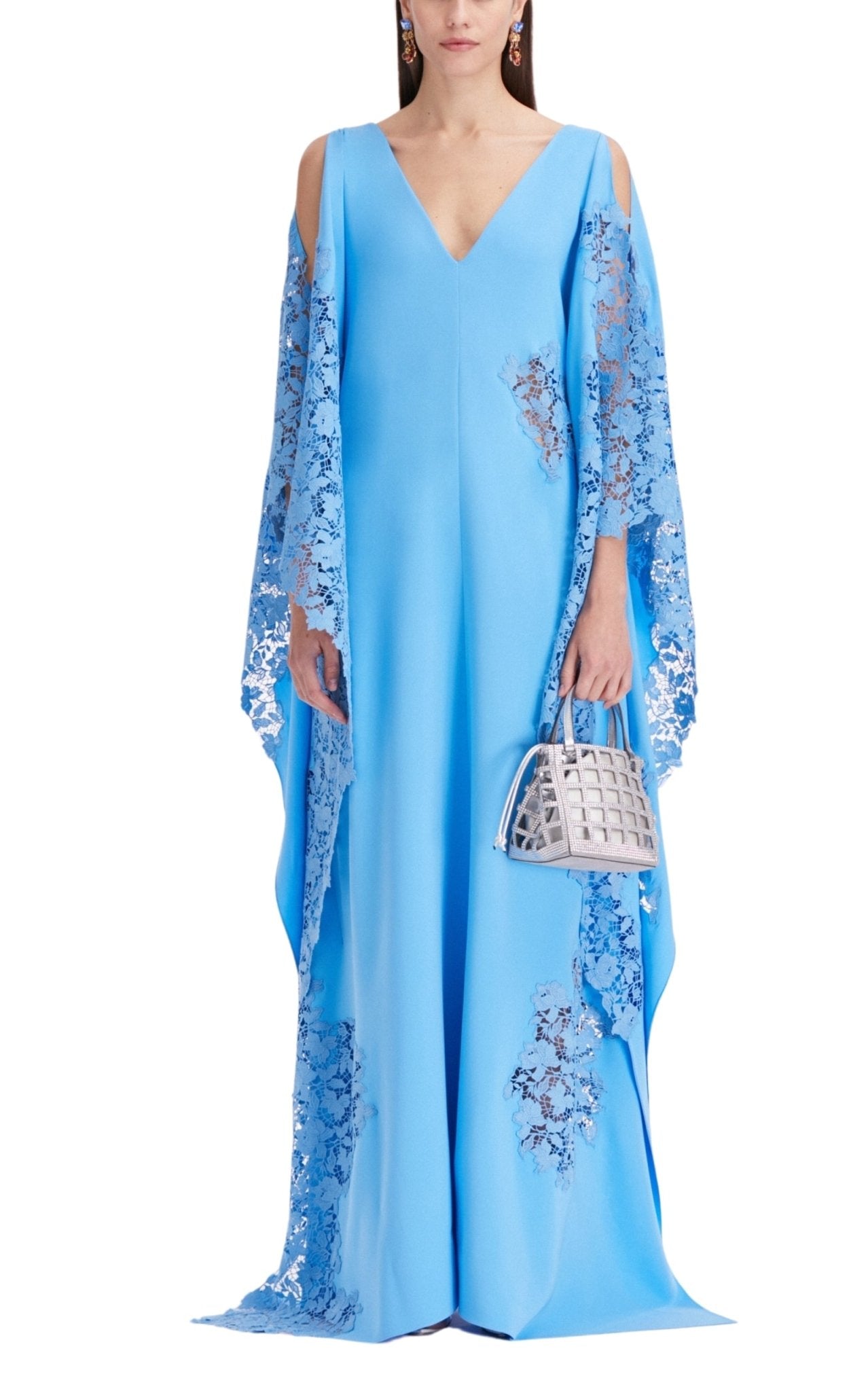 Oscar de la Renta Gardenia – Spitzenseide – Georgette-Kaftan-Kleid – Laufsteg-Katalog