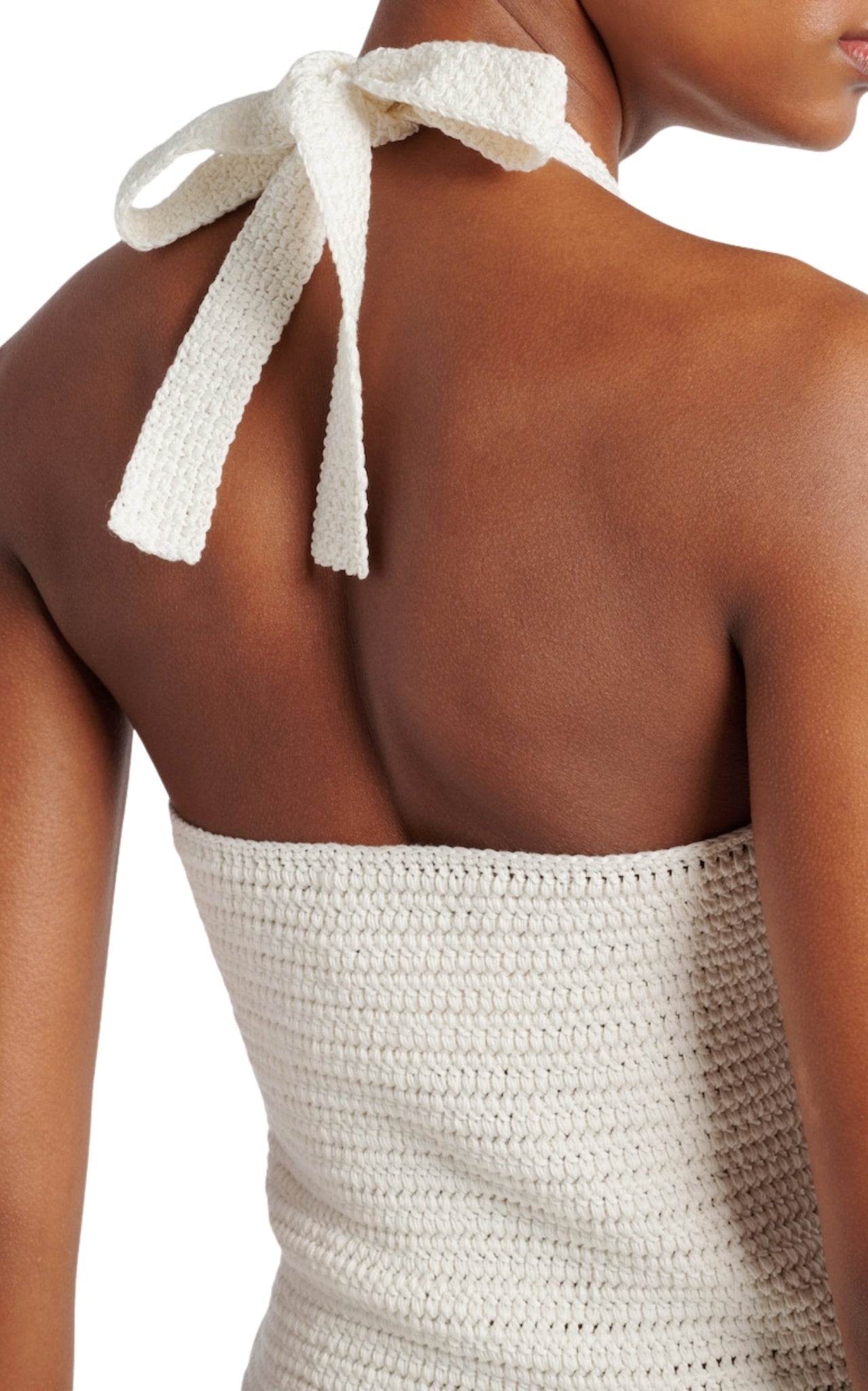 Oscar de la Renta halter orchid crochet knit cotton dress