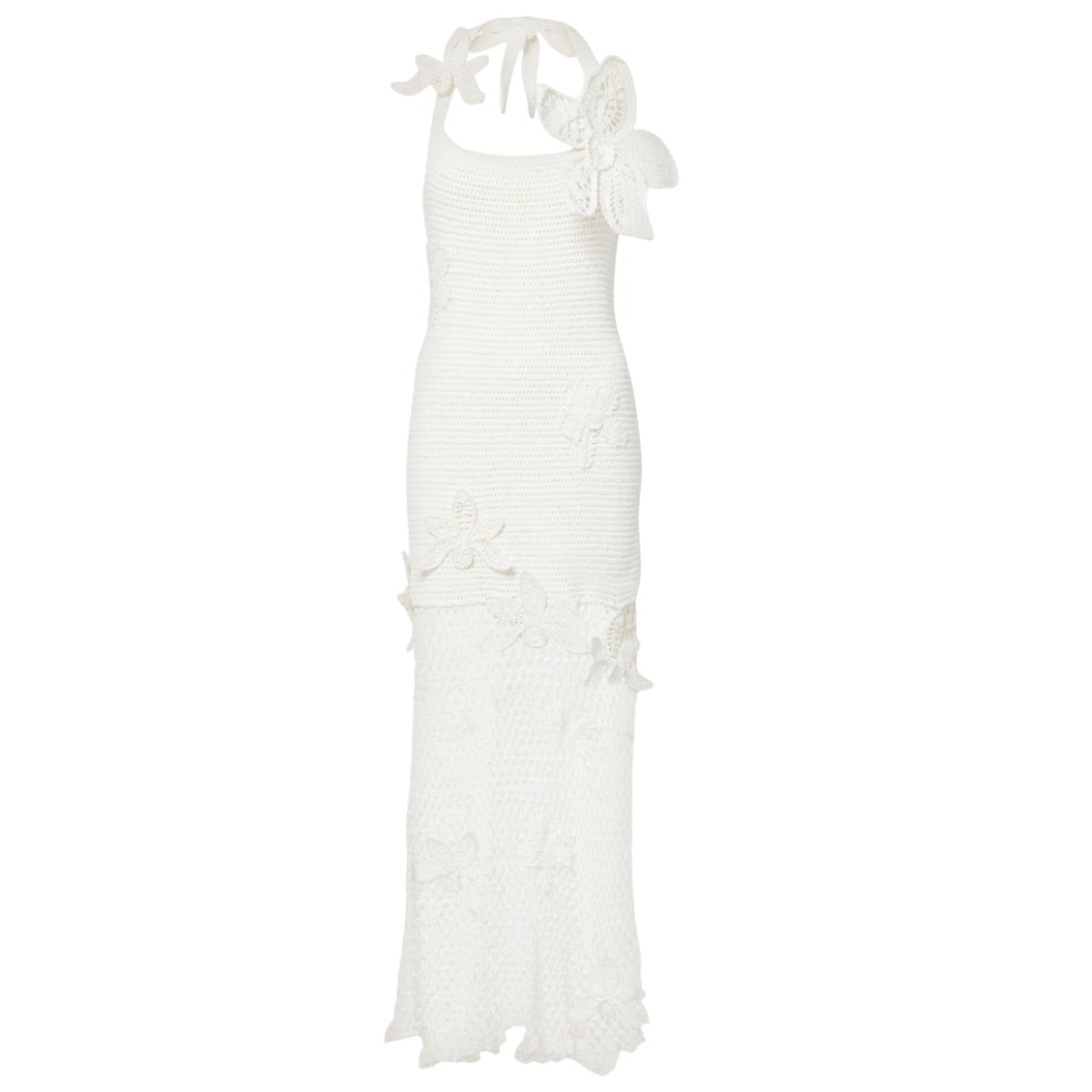 Oscar de la Renta halter orchid crochet knit cotton dress