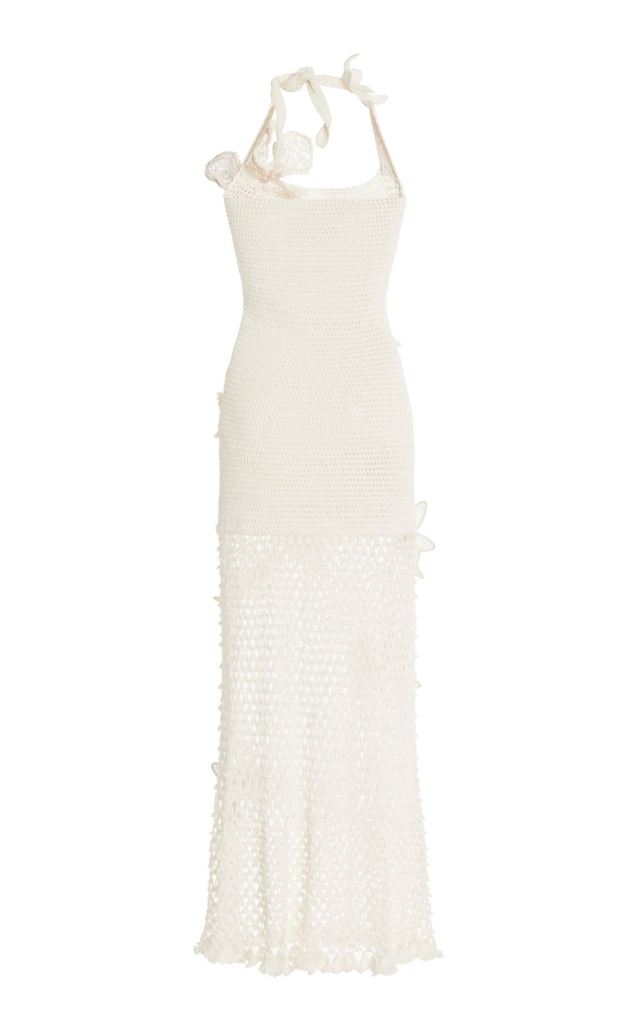 Oscar de la Renta halter orchid crochet knit cotton dress
