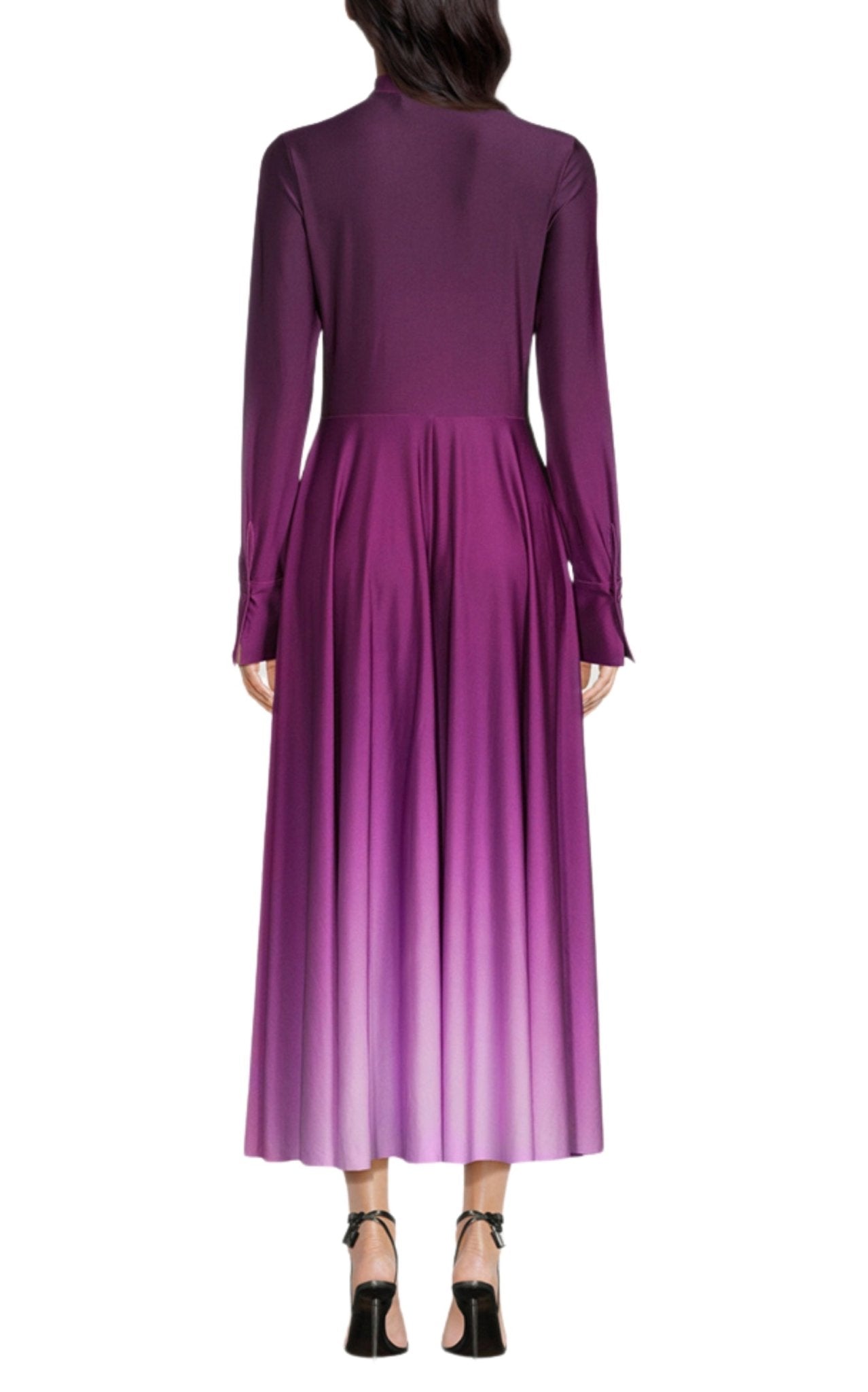 Oscar de la Renta Long - Sleeve Ombre Jersey Midi Dress - Runway Catalog