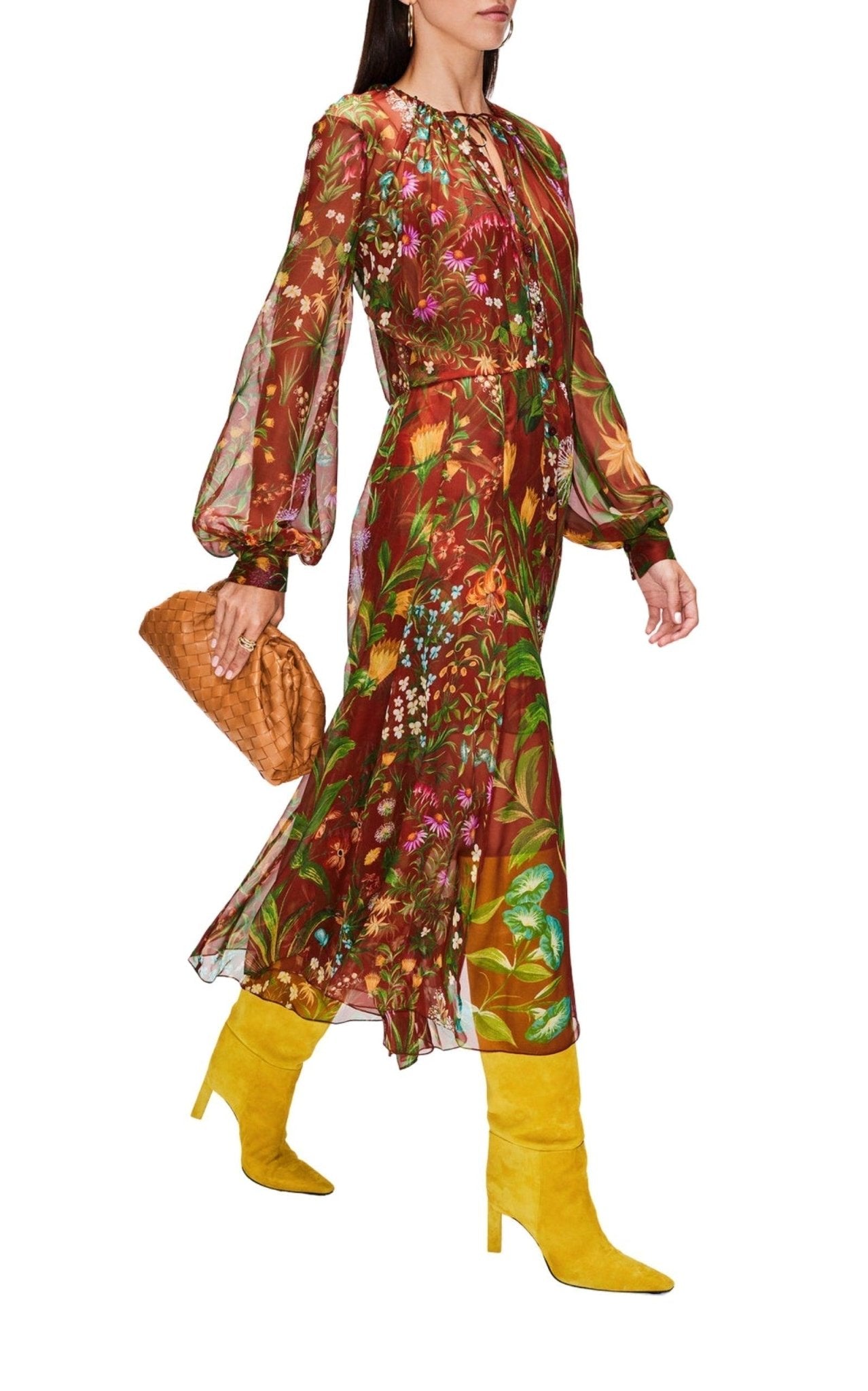 Oscar de la Renta Silk Chiffon Midi Dress - Runway Catalog