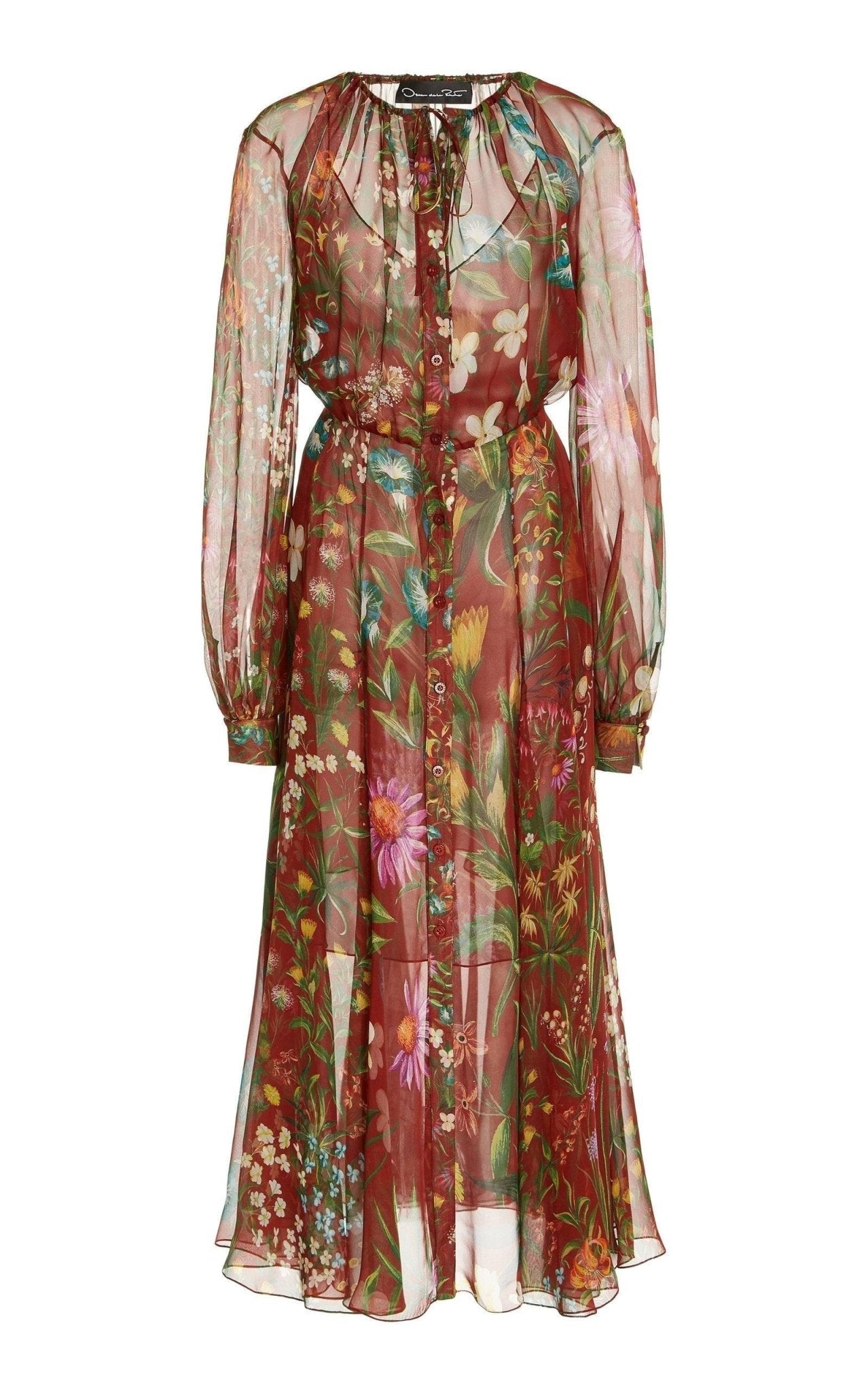 Oscar de la Renta Silk Chiffon Midi Dress - Runway Catalog