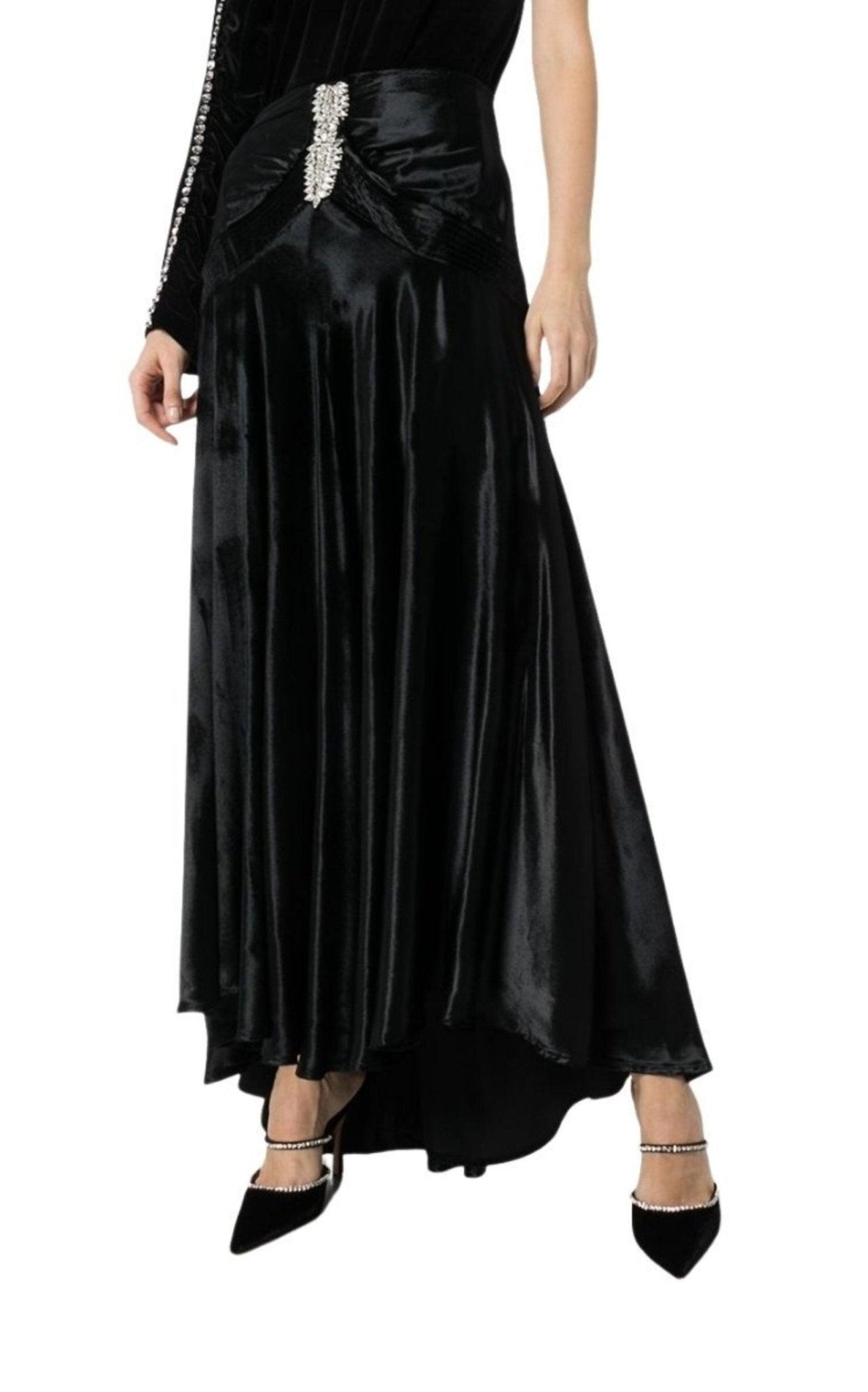Paco Rabanne Crystal Detail Flared Maxi Skirt - Runway Catalog
