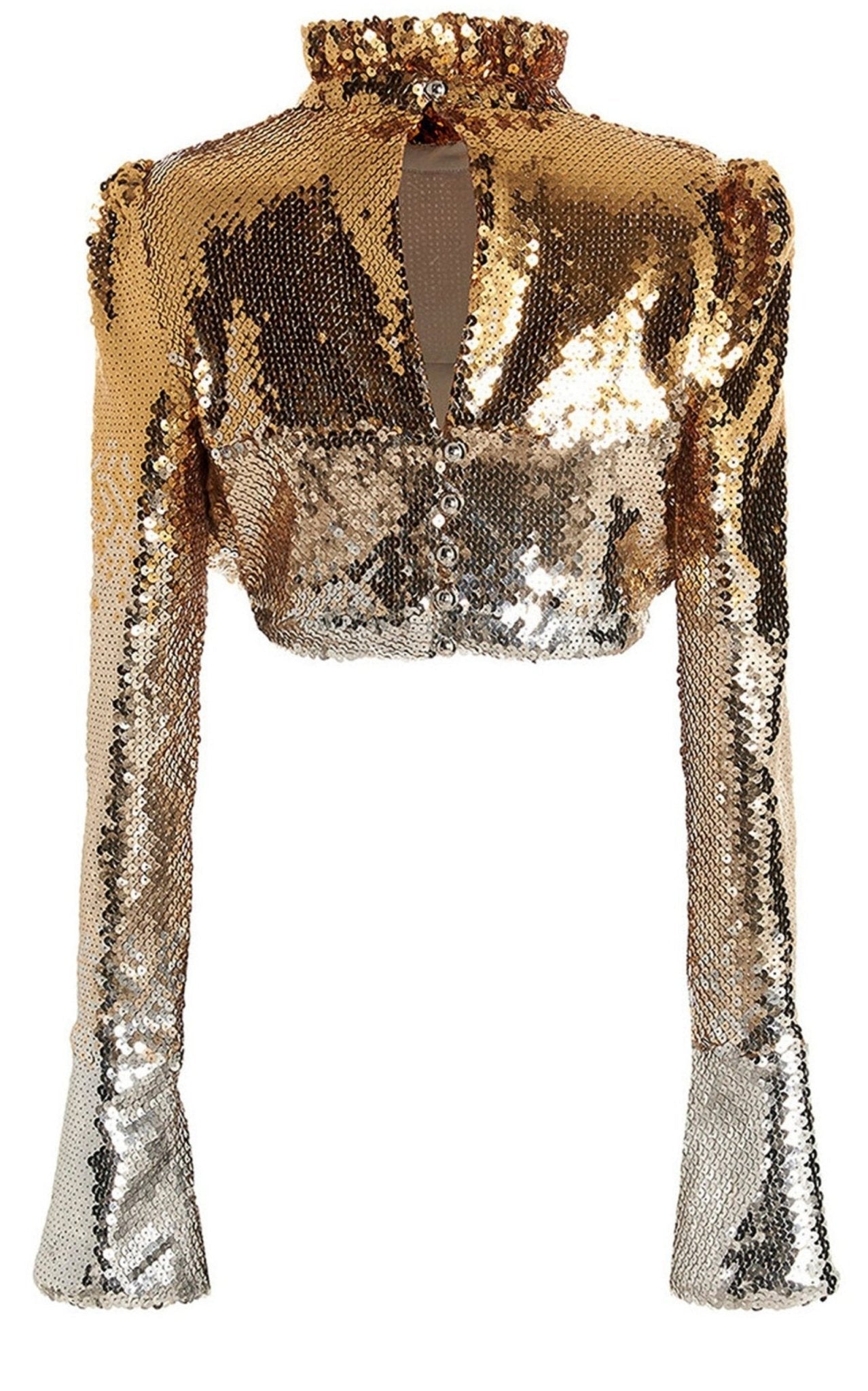 Paco Rabanne Sequin Top With High Ruffle Neck - Runway Catalog