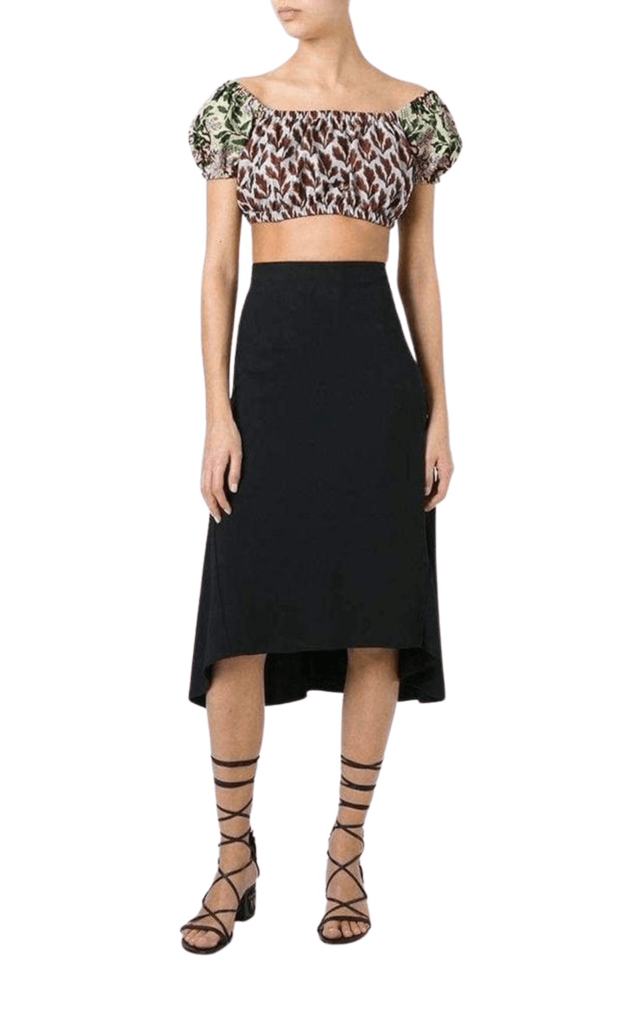 Philosophy Di Lorenzo Serafini Leaves Print Cropped Top - Runway Catalog