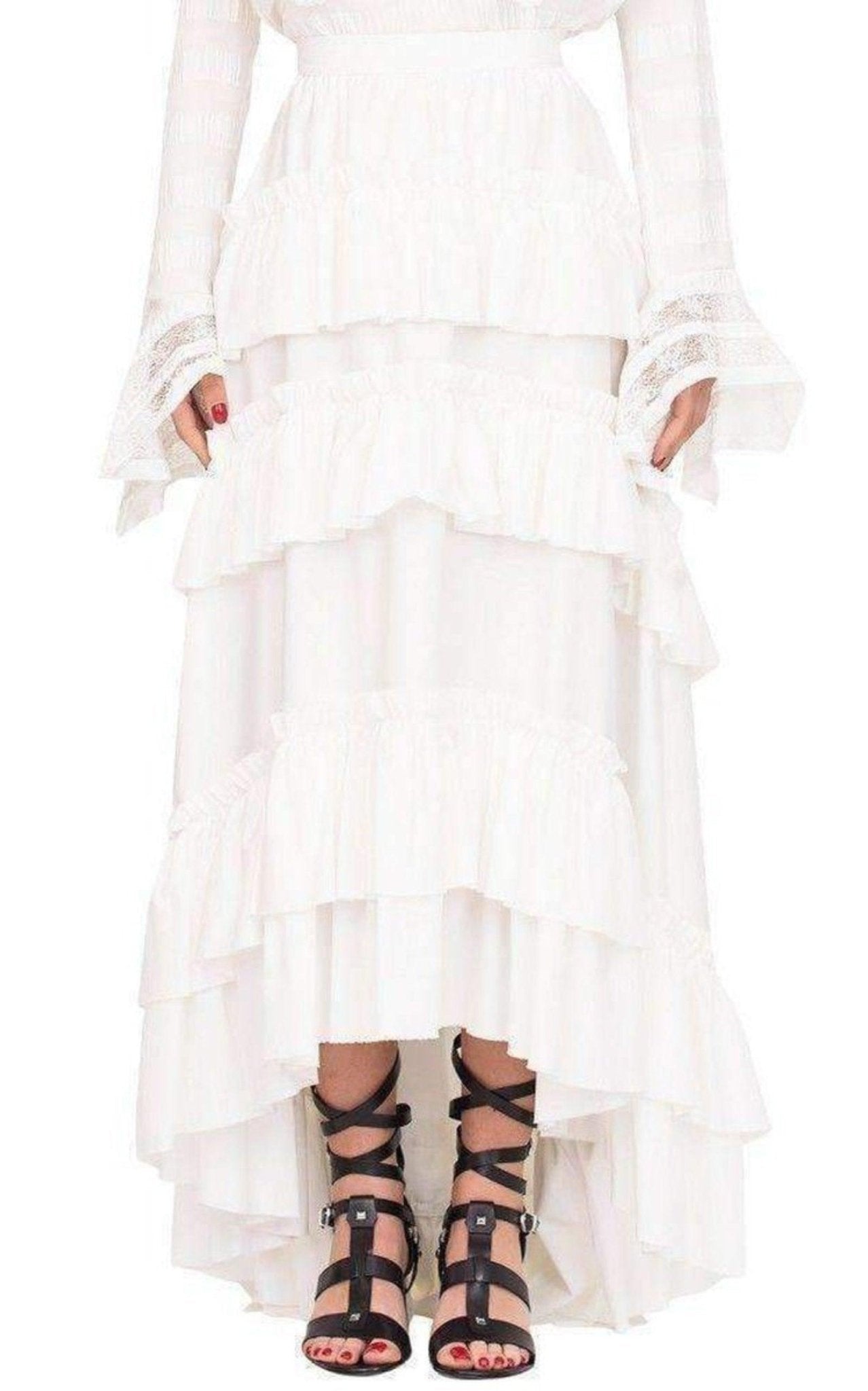 Philosophy Di Lorenzo Serafini White Maxi Frill Skirt - Runway Catalog