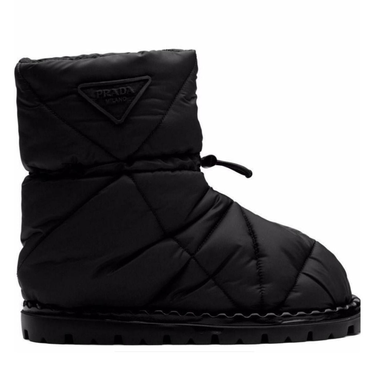 Prada Black Quilted Drawstring Ankle Boots - Runway Catalog