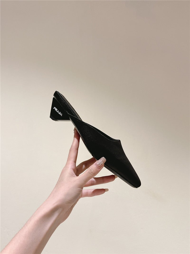 Prada Black Satin Mules Loafers - Runway Catalog