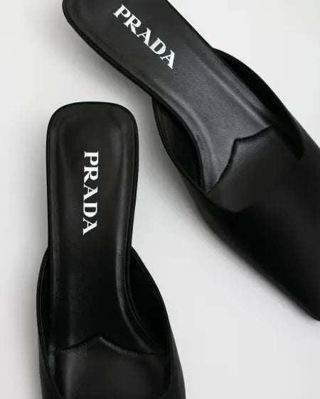 Prada Black Satin Mules Loafers - Runway Catalog
