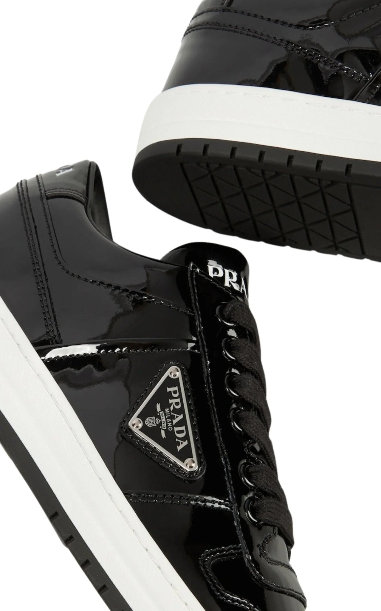 Prada Downtown Patent Leather Sneakers - Runway Catalog