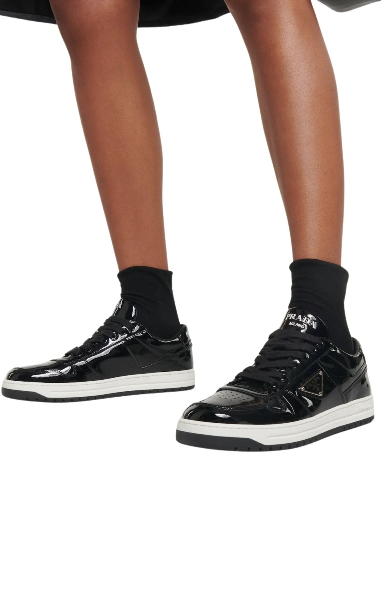 Prada Downtown Patent Leather Sneakers - Runway Catalog