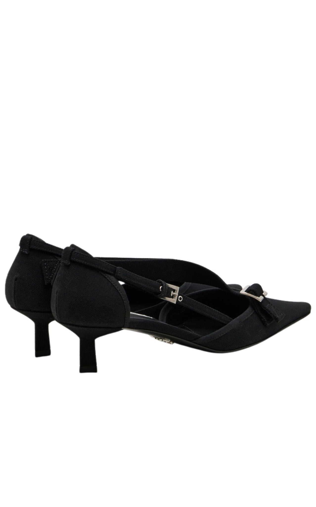 Prada Pointed Slingback Black Kitten Heel Pumps