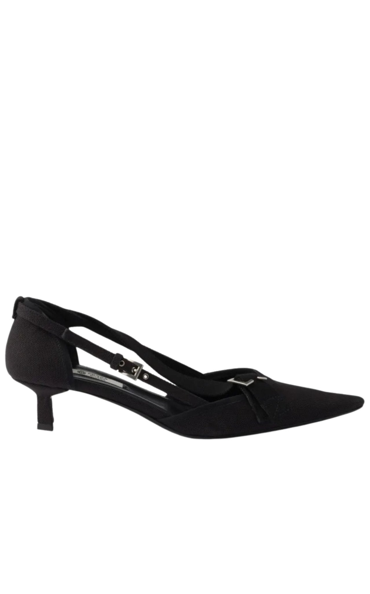 Prada Pointed Slingback Black Kitten Heel Pumps