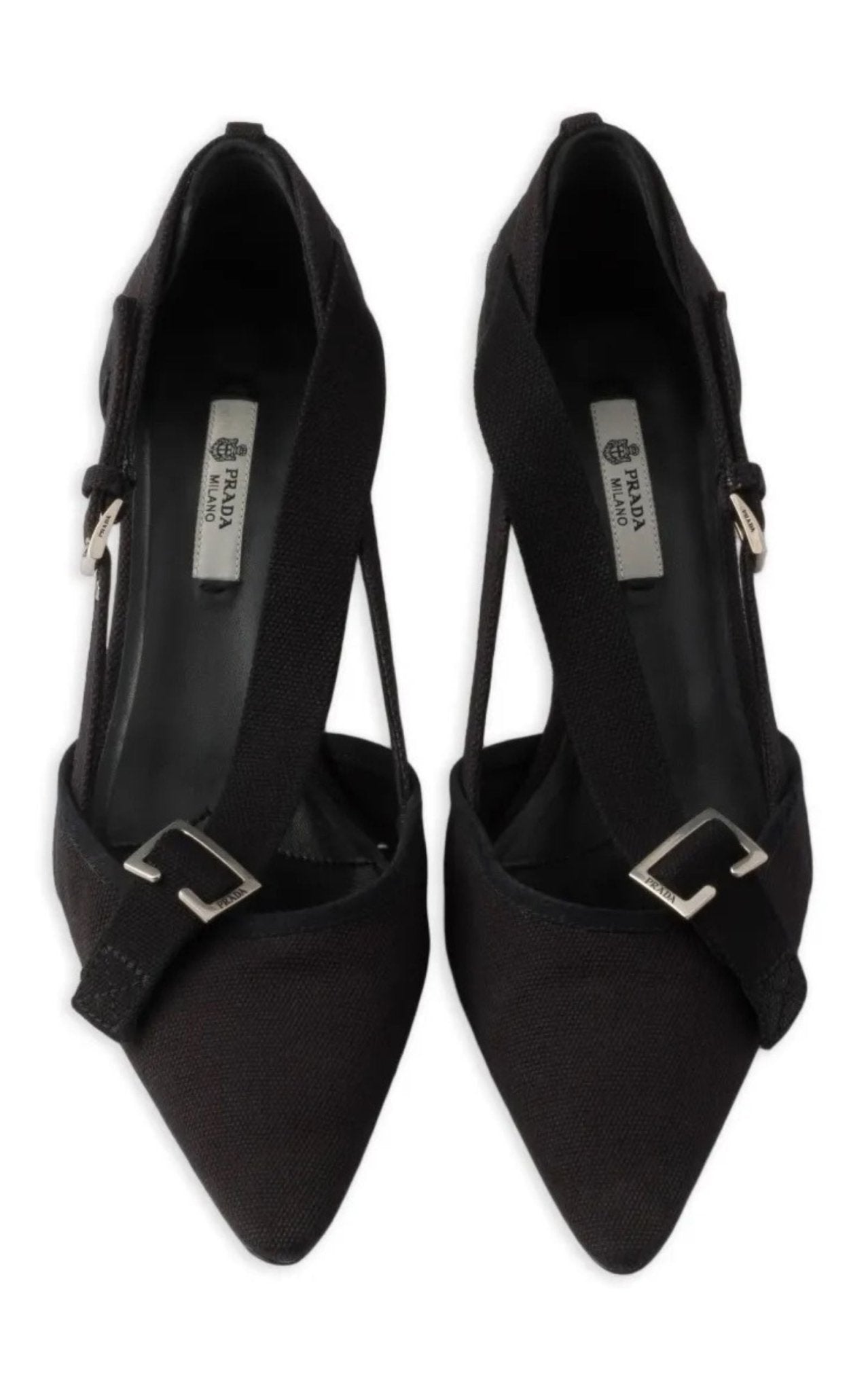 Prada Pointed Slingback Black Kitten Heel Pumps