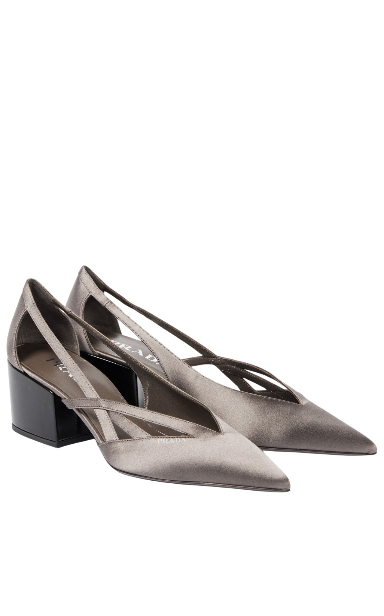 Prada Pointy 55 Cutout Satin Pumps - Runway Catalog