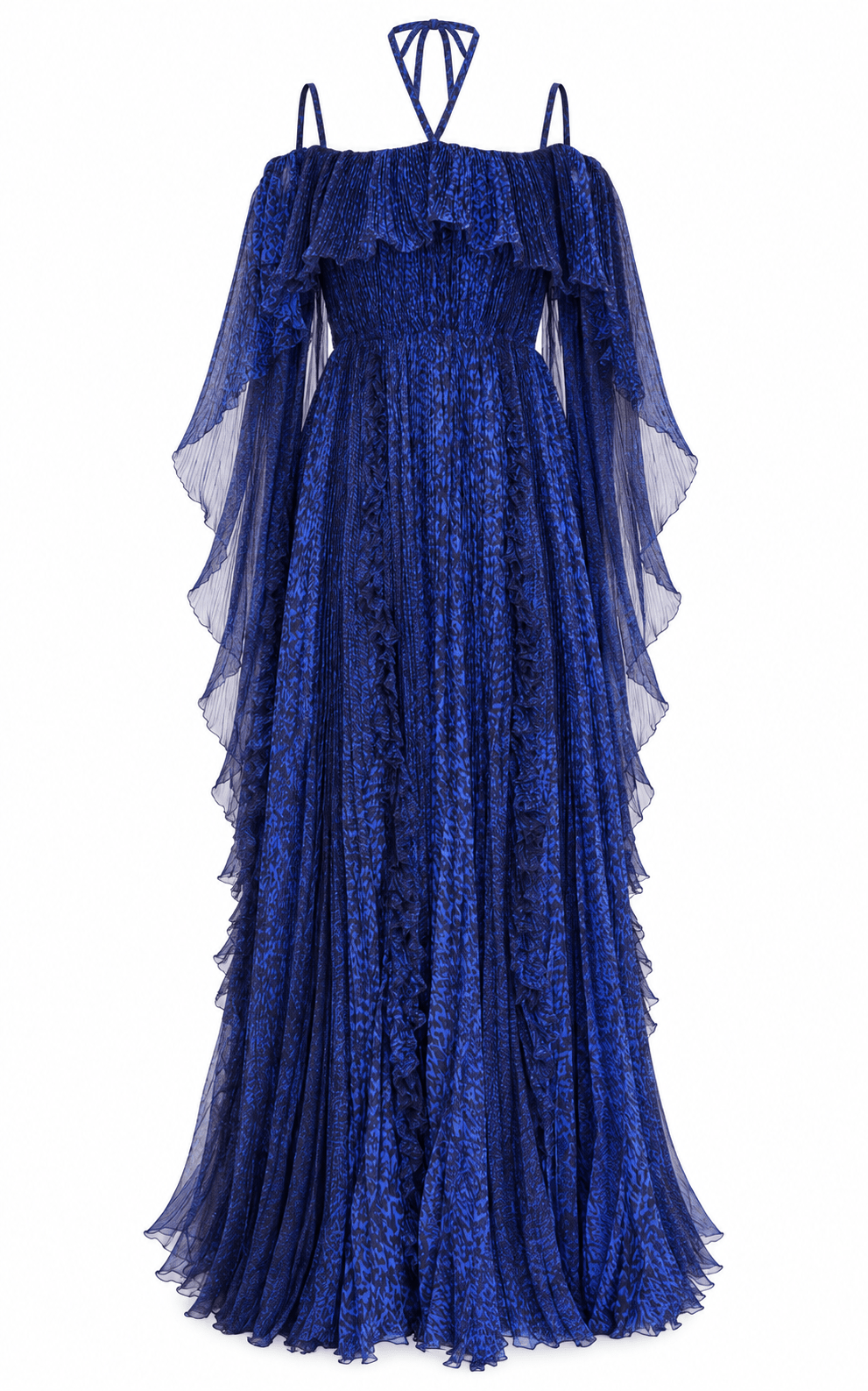 Ralph & Russo Archival Blue Silk Pleated Cape Ball Gown - Runway Catalog