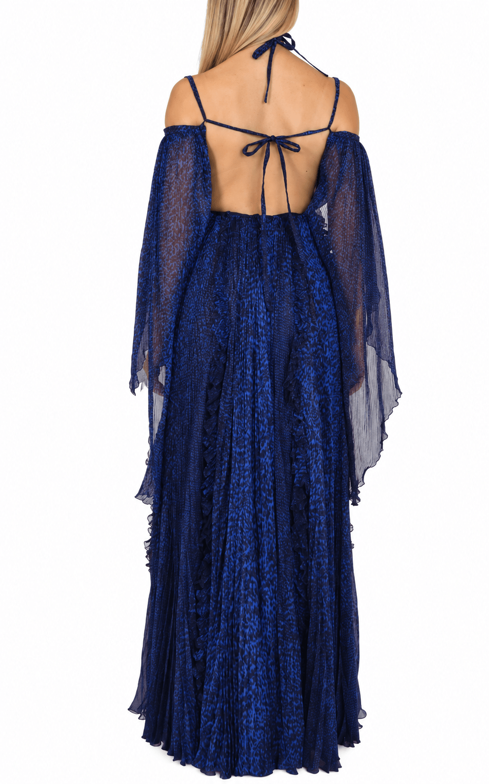 Ralph & Russo Archival Blue Silk Pleated Cape Ball Gown - Runway Catalog