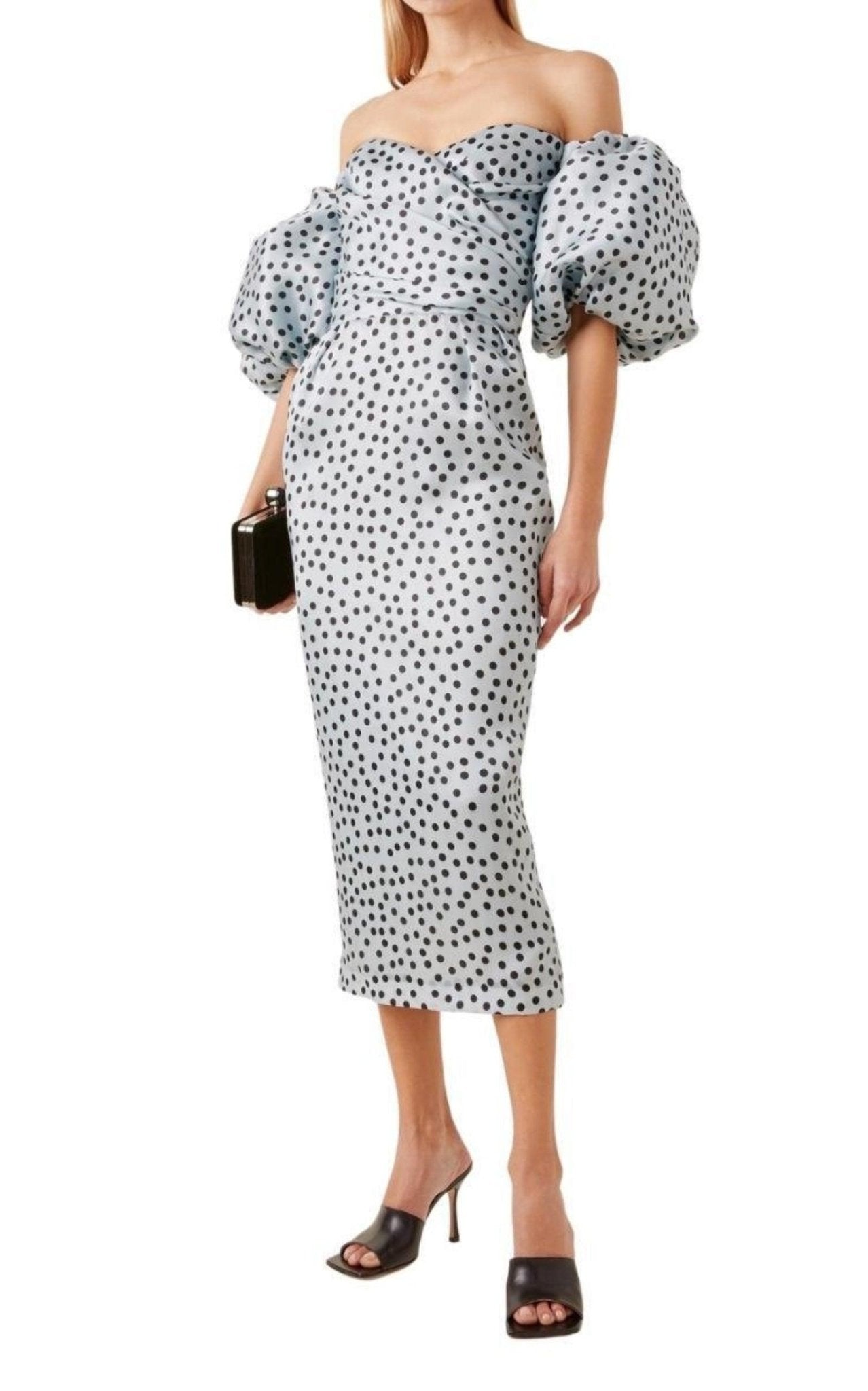 Rasario Polka - Dot Silk Corset Midi Dress - Runway Catalog