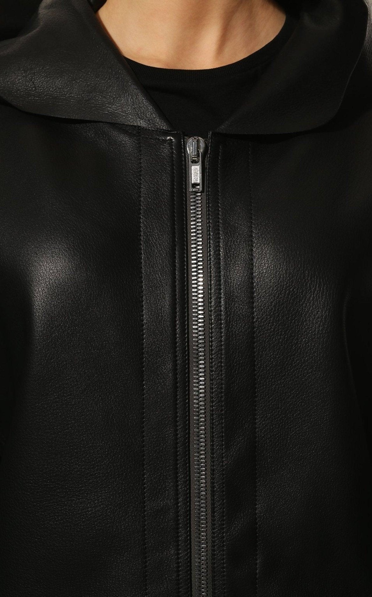 Rick Owens Black Peter Leather Jacket - Runway Catalog