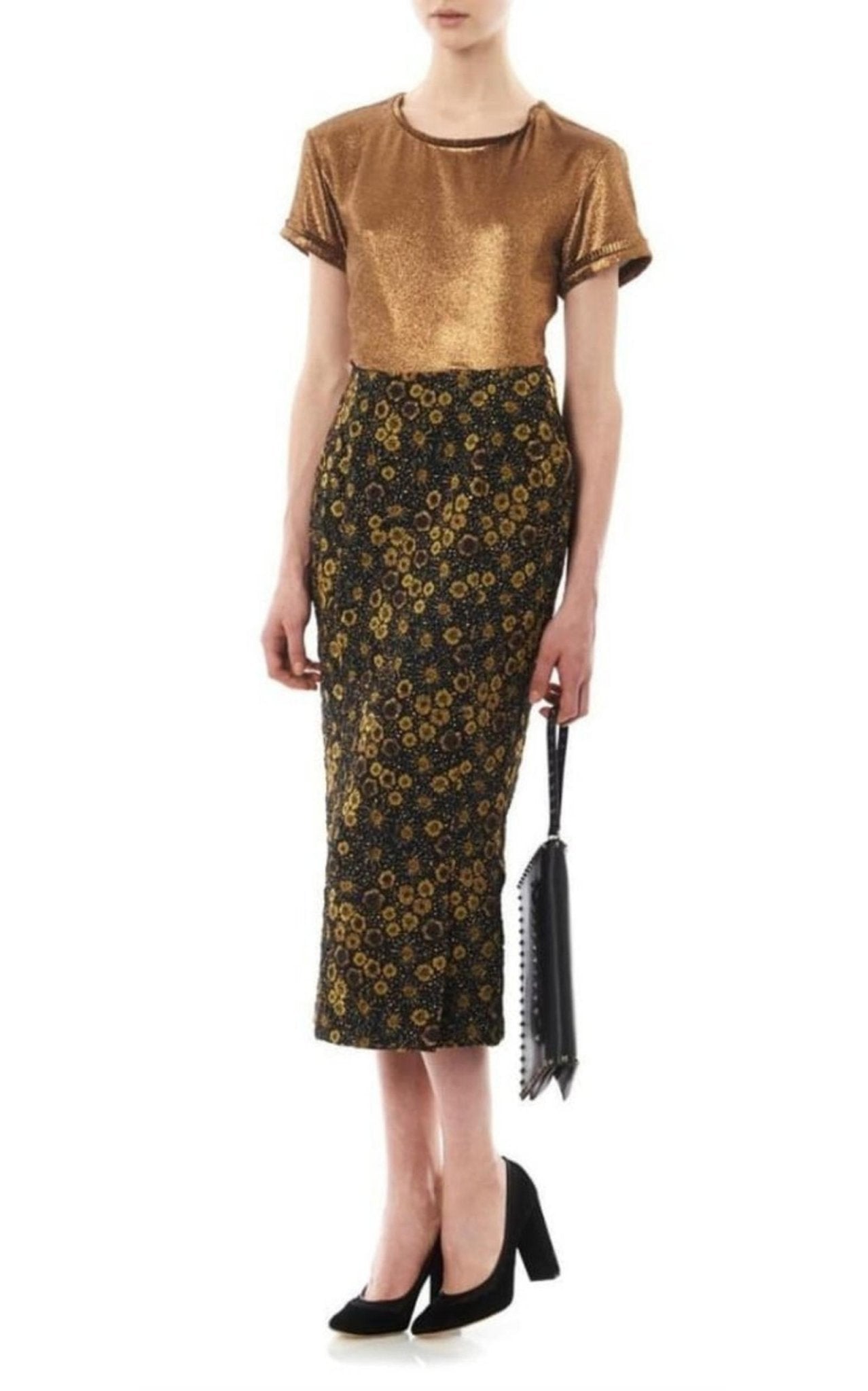 Rochas Floral Jacquard Pencil Skirt - Runway Catalog