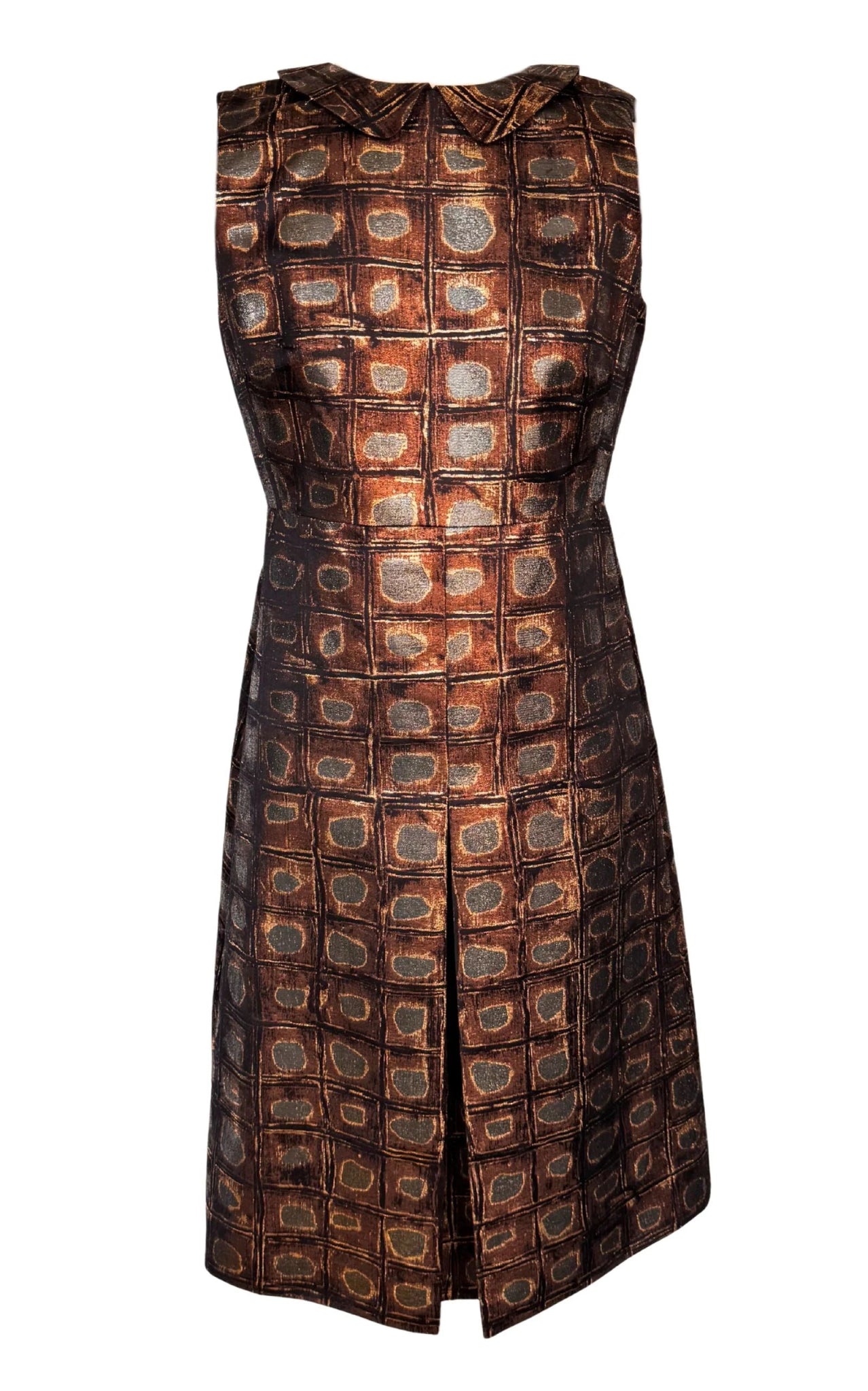 Rochas Rochas Printed Organdy Finished Dress in Gold - Runway Catalog