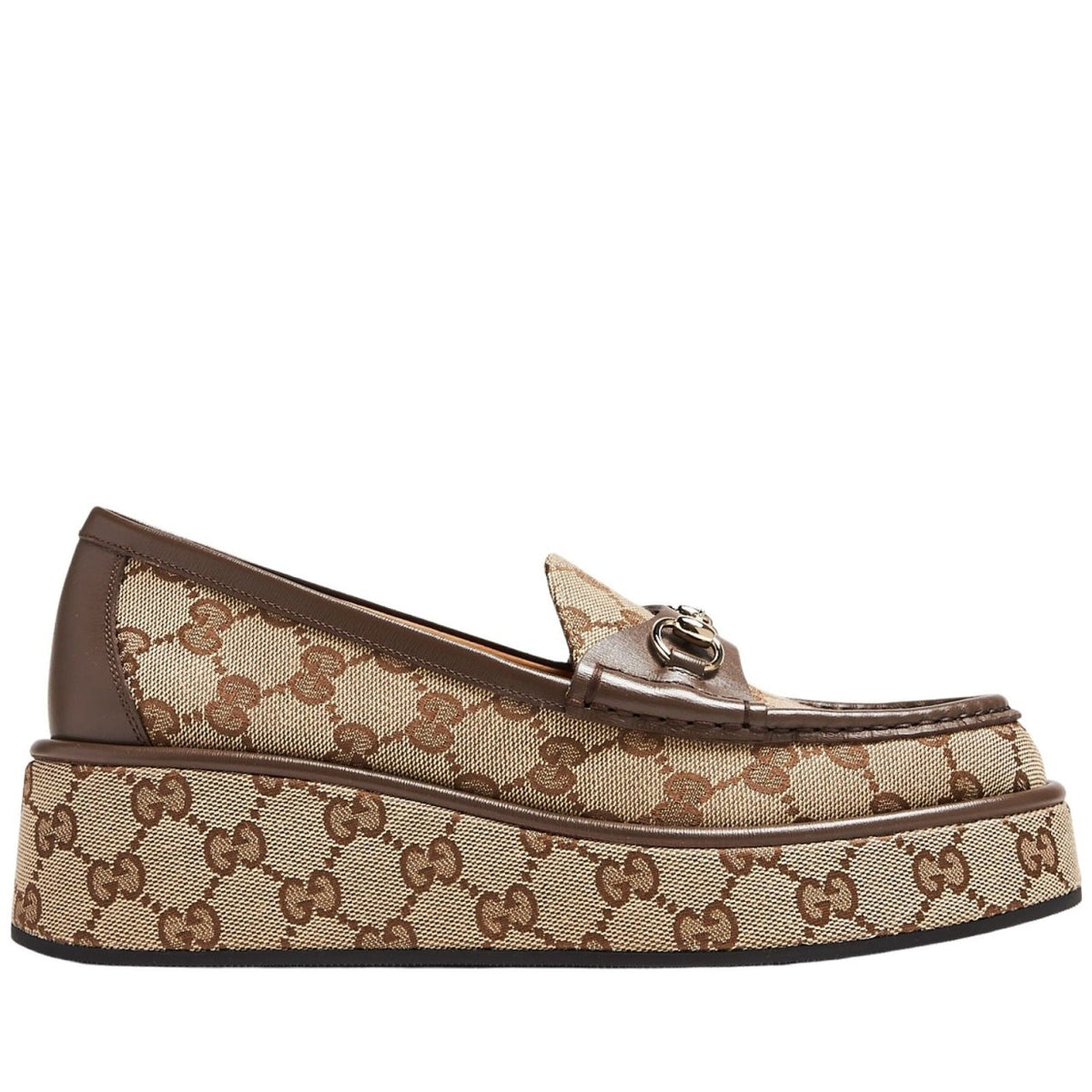 Gucci Horsebit Wedge Loafers GG Canvas display picture 2