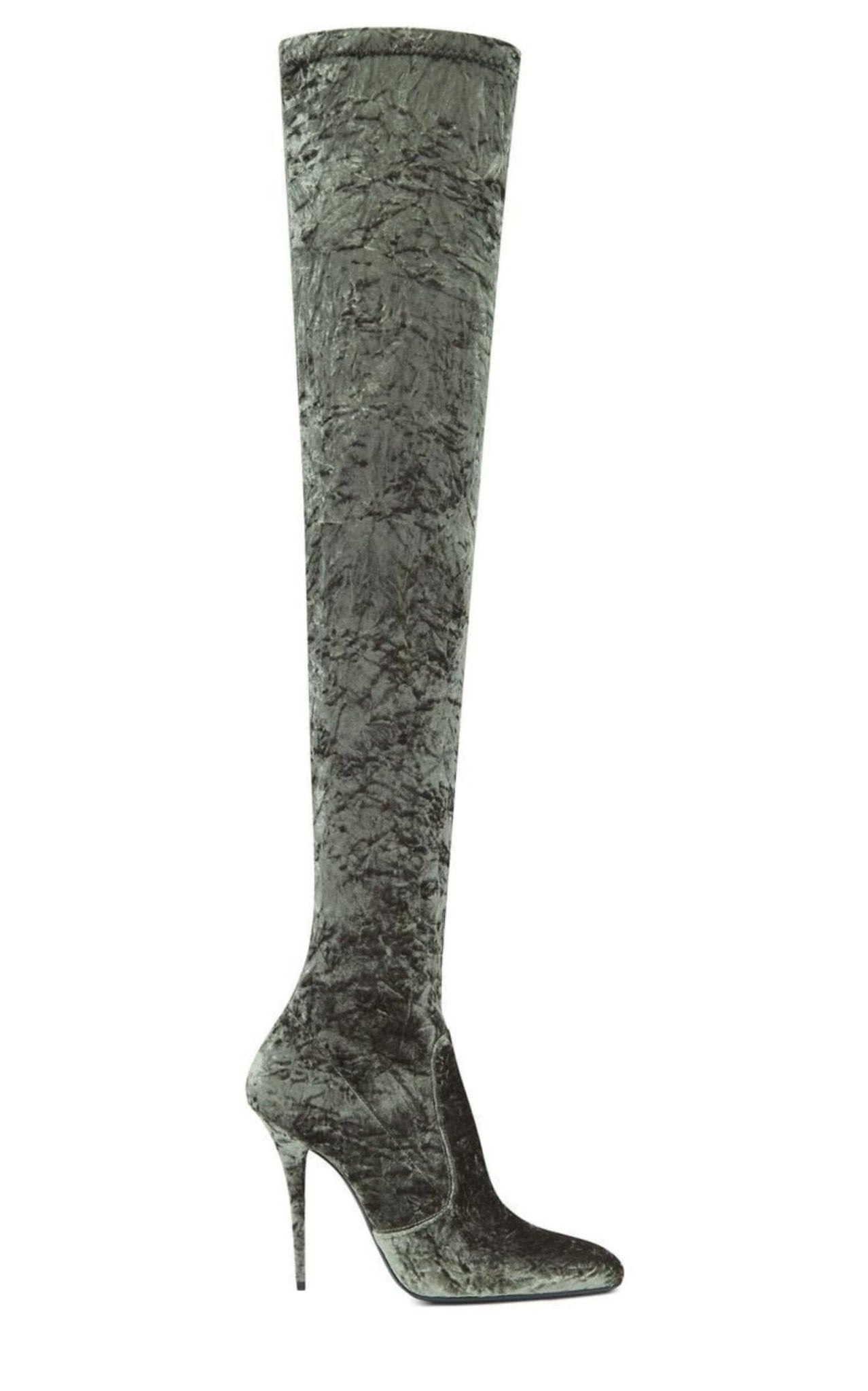 Saint Laurent Ella Velvet Over - the - knee Boots - Runway Catalog