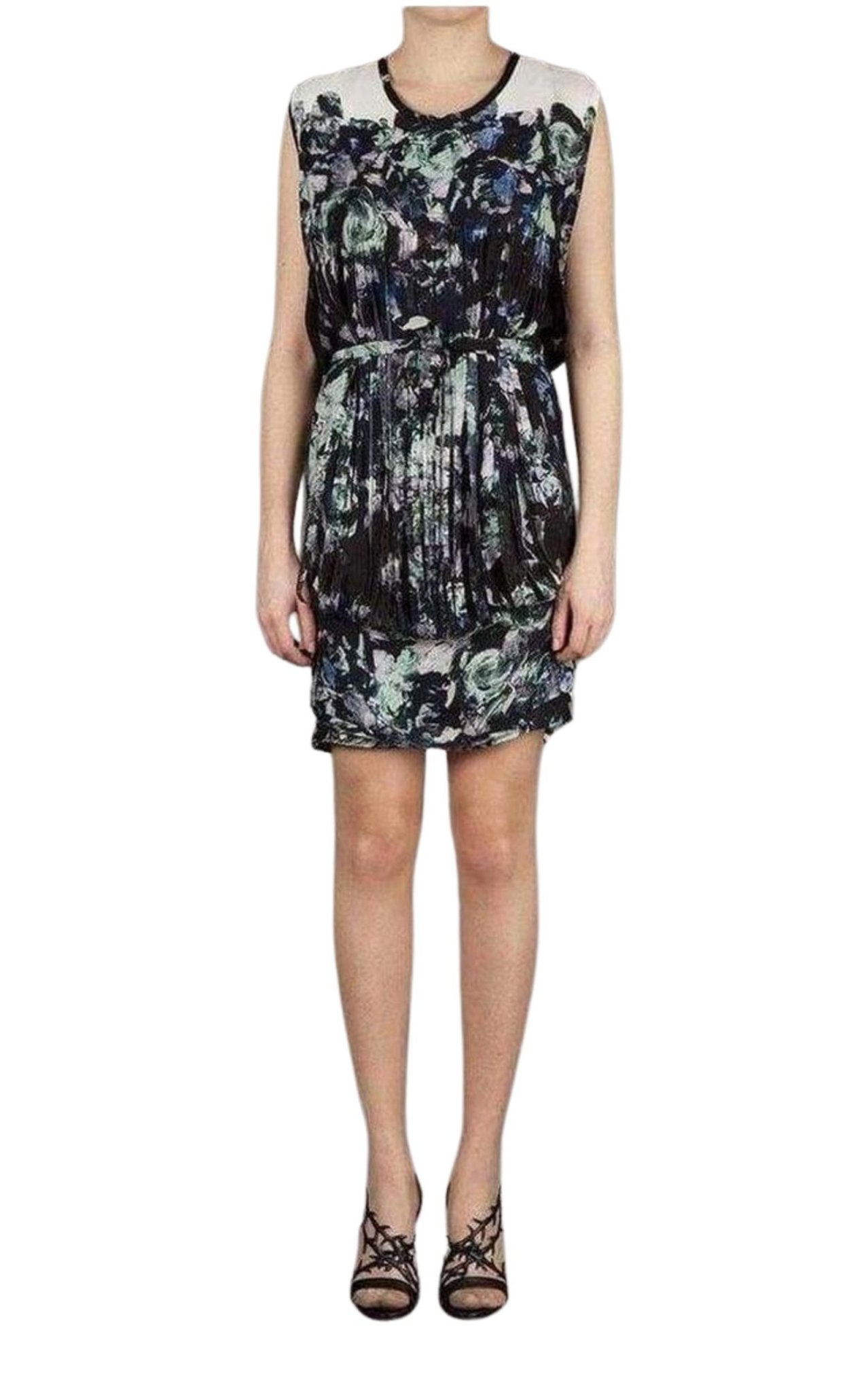 Sharon Wauchob Floral Printed Fringe Silk Dress - Runway Catalog