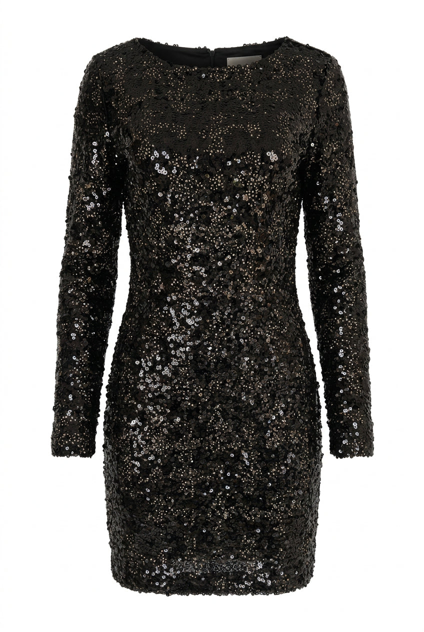 Soky & Soka Black Sequence Mini Dress with Open Back - Runway Catalog