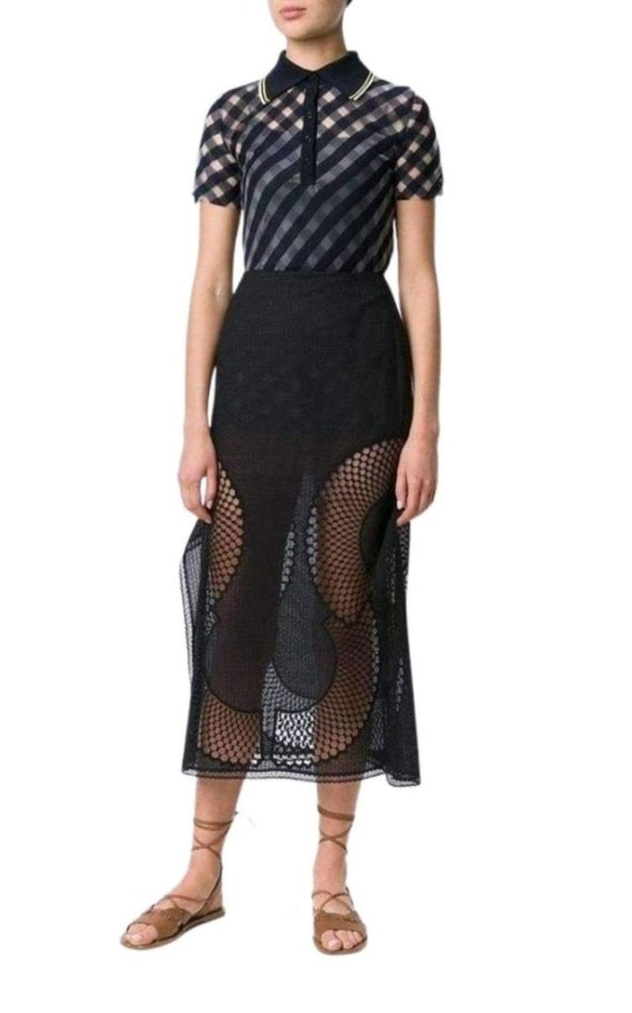 Stella McCartney Perforated A - Line Black Skirt - Runway Catalog