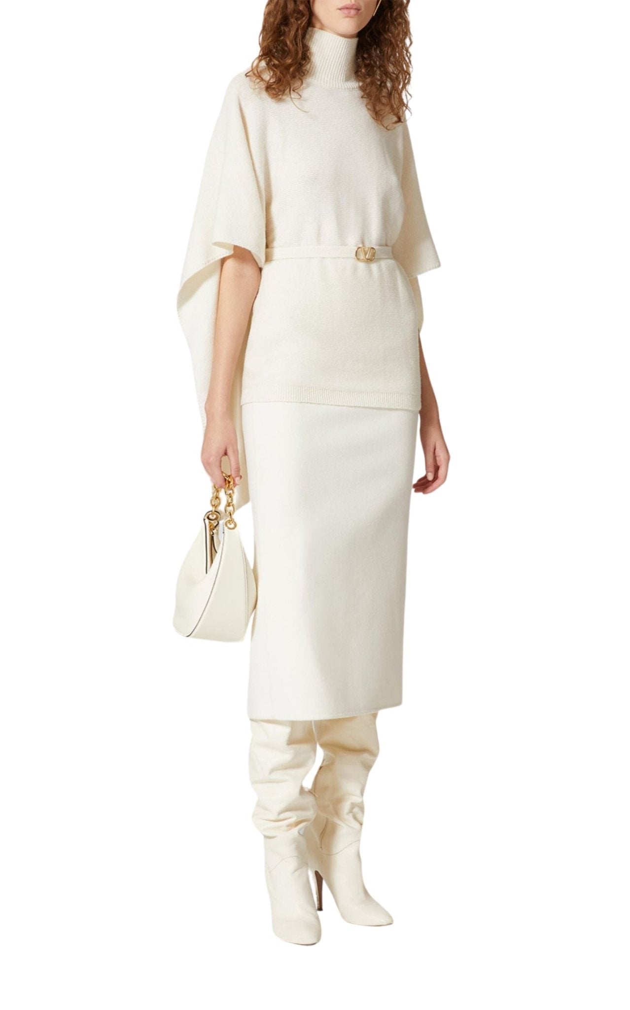 Pull à col roulé en laine vierge avec cape Valentino - Catalogue défilé